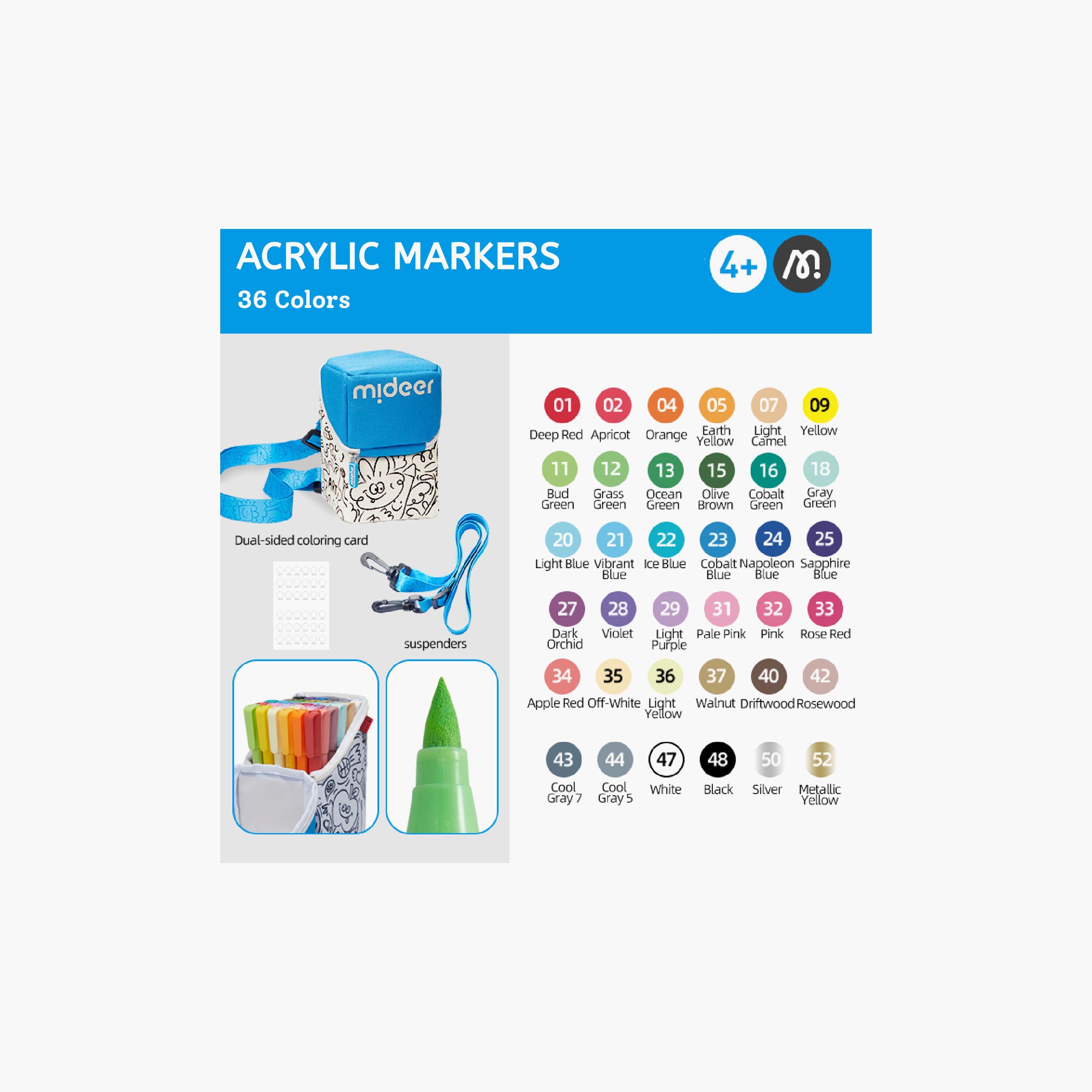 Mideer 36-Piece Acrylic Markers-school-artsandcrafts-image-2
