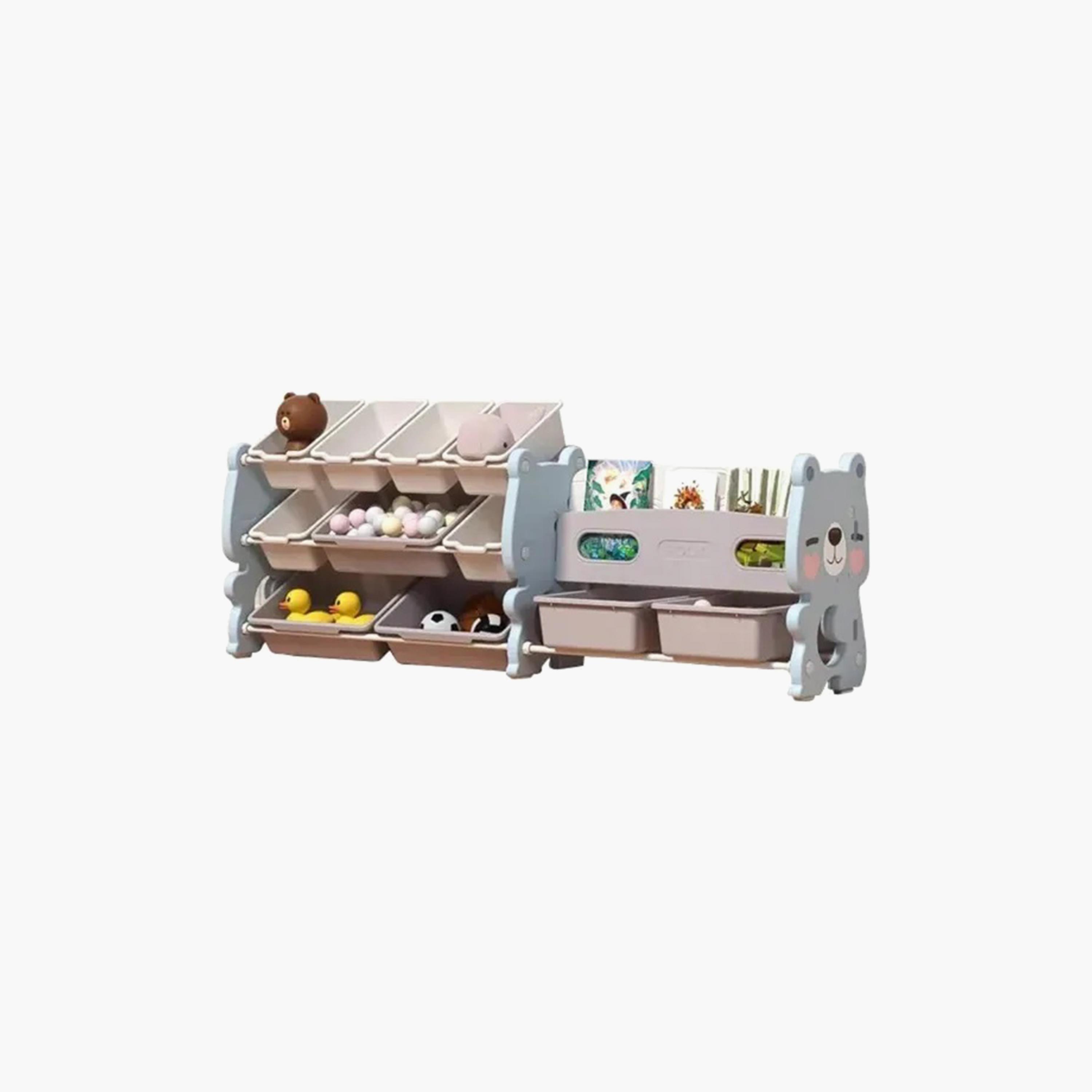 Lovely Baby Bear Storage Rack With 11 Pull-out Trays and Book Shelf - Multicolor-baby-nursery-furniture-wardrobesandstorage-image-1