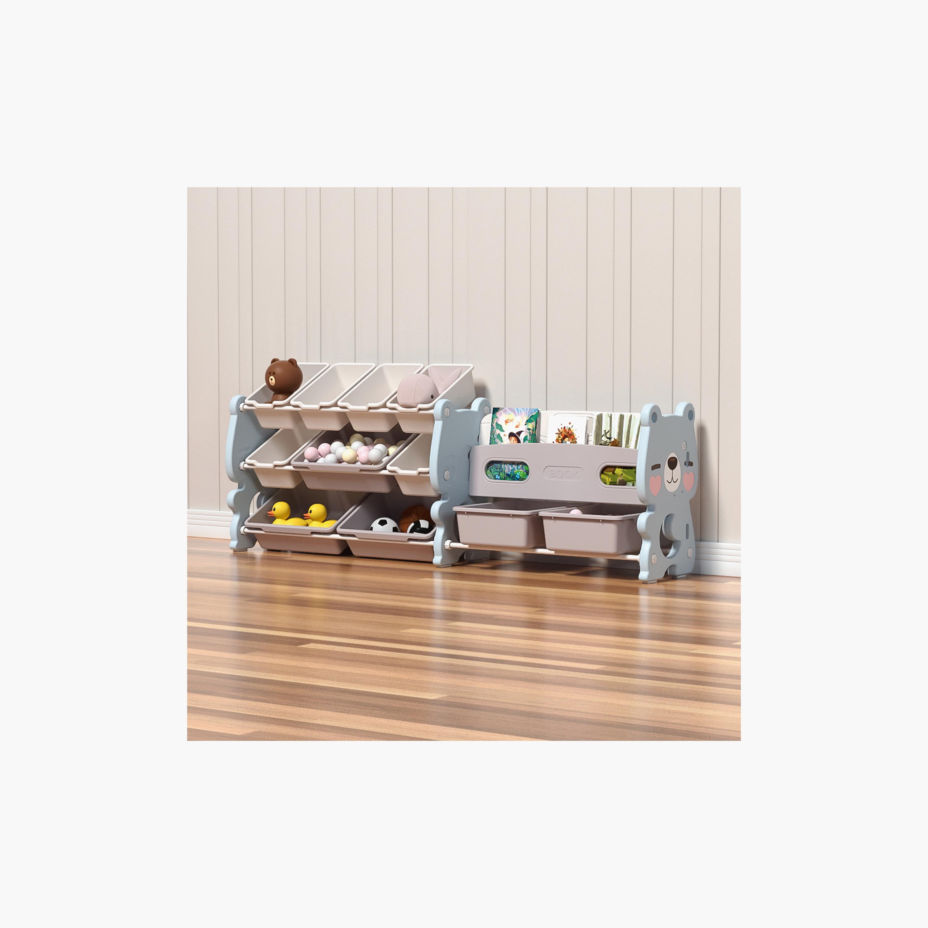 Lovely Baby Bear Storage Rack With 11 Pull-out Trays and Book Shelf - Multicolor-baby-nursery-furniture-wardrobesandstorage-image-2