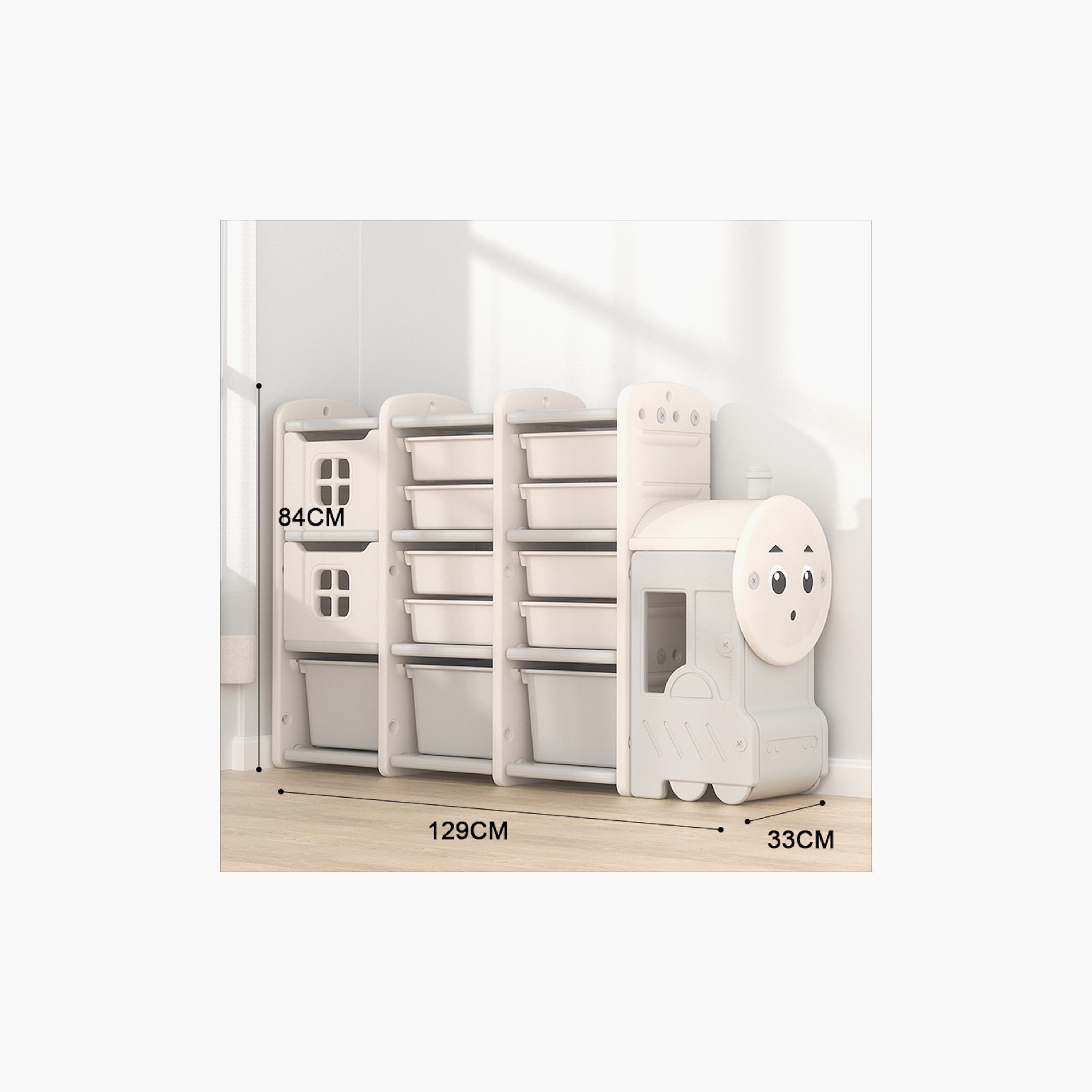 رف تخزين قطار مع 13 صينية قابلة للسحب من لافلي بيبي - متعدد الألوان-baby-nursery-furniture-wardrobesandstorage-image-2