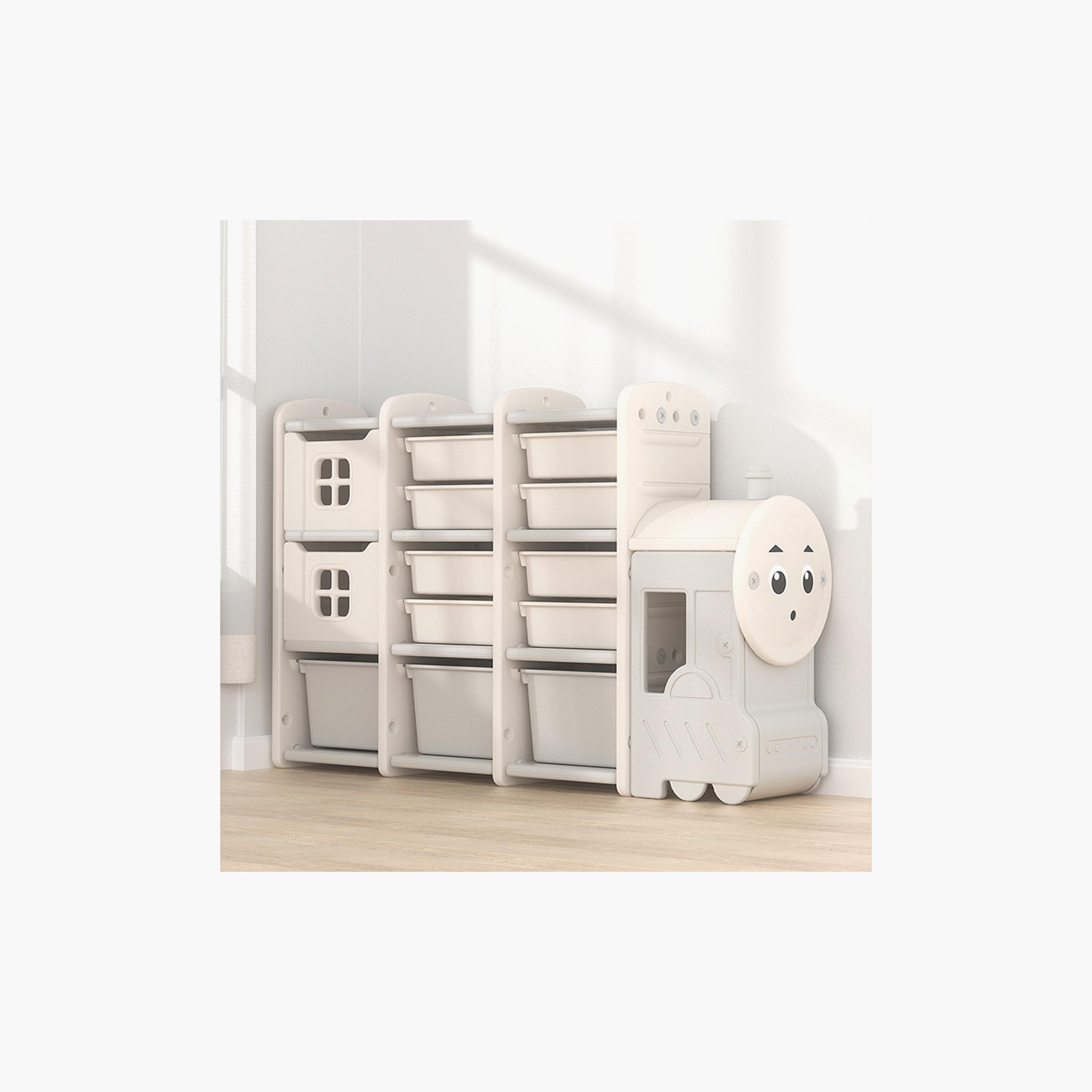 رف تخزين قطار مع 13 صينية قابلة للسحب من لافلي بيبي - متعدد الألوان-baby-nursery-furniture-wardrobesandstorage-image-3