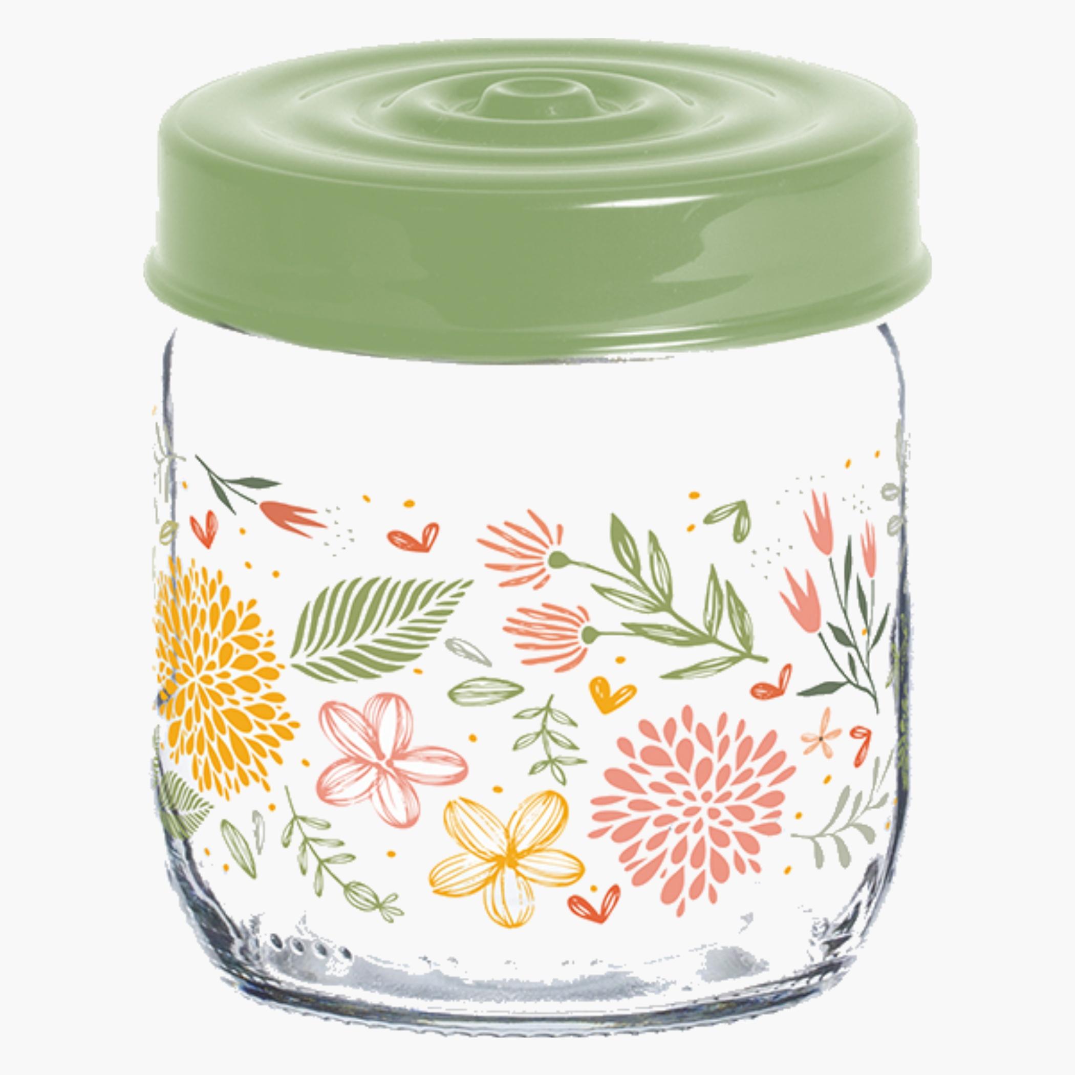 هيرفينوعاء توابل زجاجي بنقشة نباتية 425 مل-household-kitchen-foodstorage-spiceracksandjars-image-1