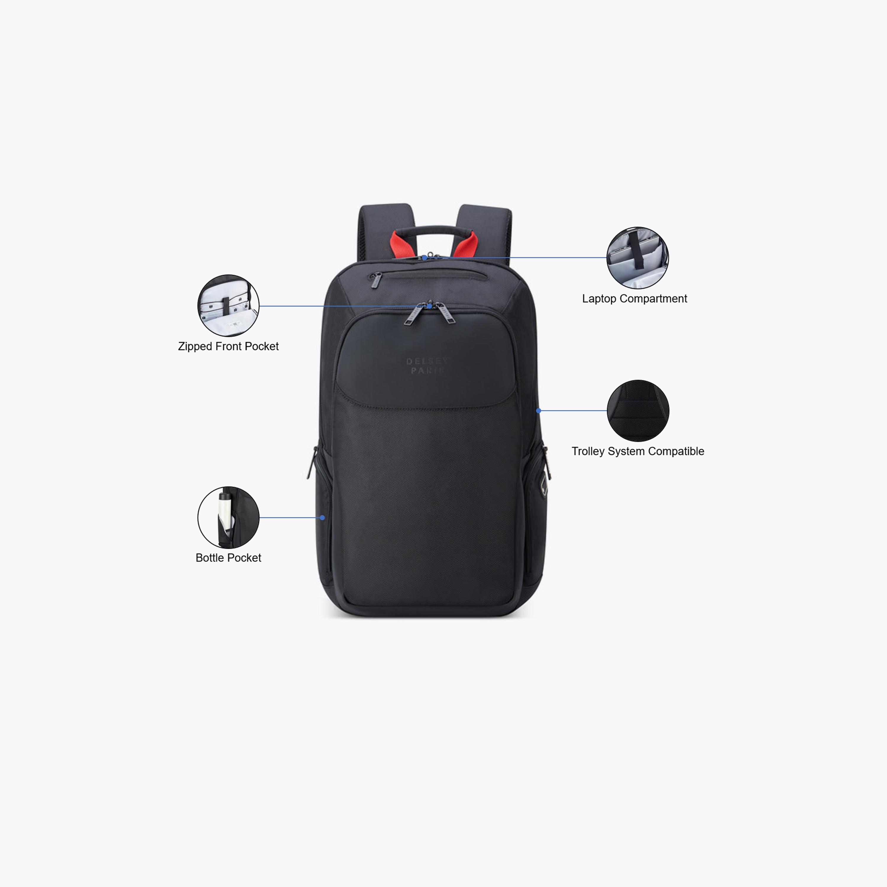 Delsey Parvis 22 L | 15.6 Inches Laptop Backpack, Polyester | 3944603-00-men-bags-image-3