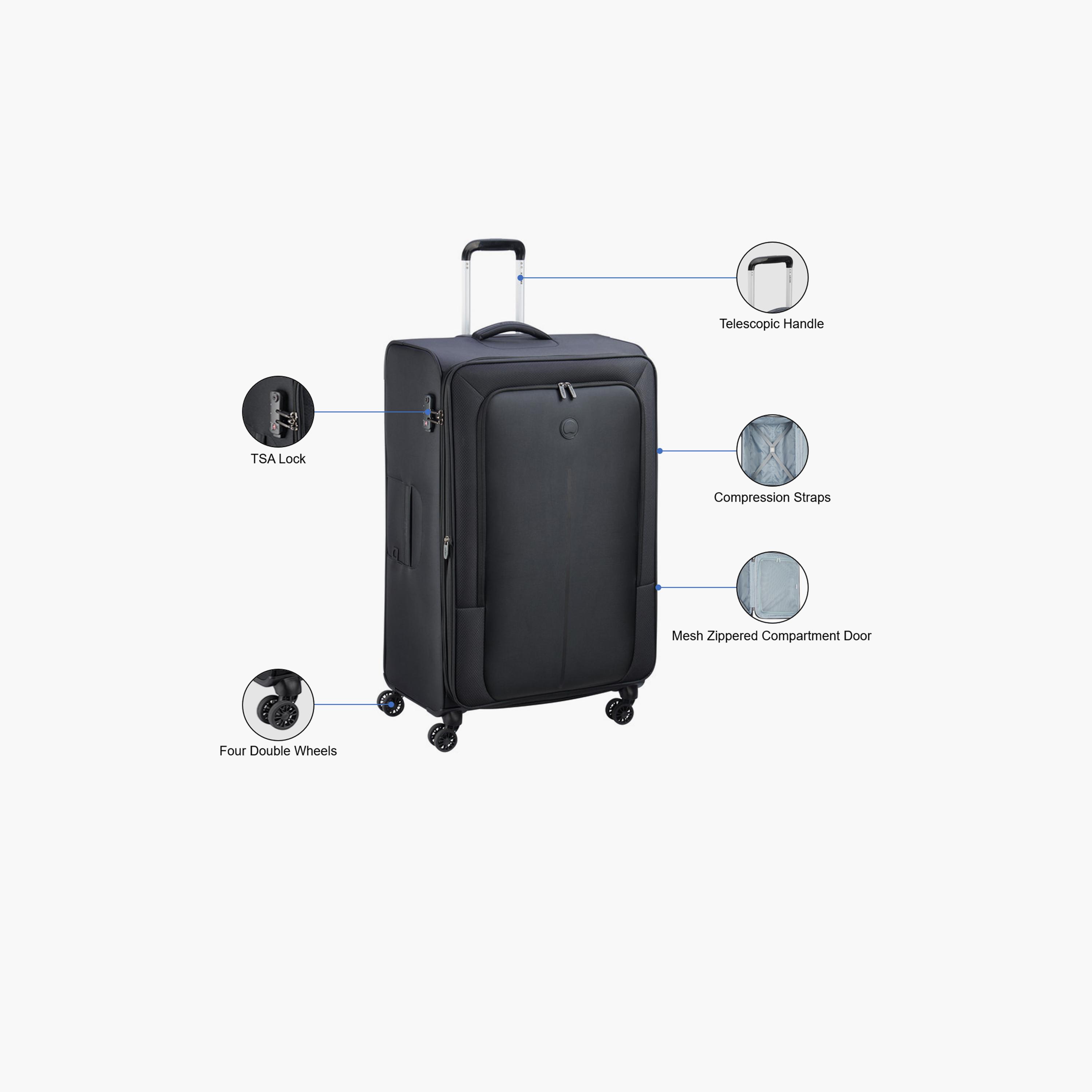 Delsey Caracas 70 CM Medium Check-in Polyester Soft Sided 4-Wheeler Spinner Trolley Bag with TSA Combination Lock-travel-luggagesandbags-luggage-image-3