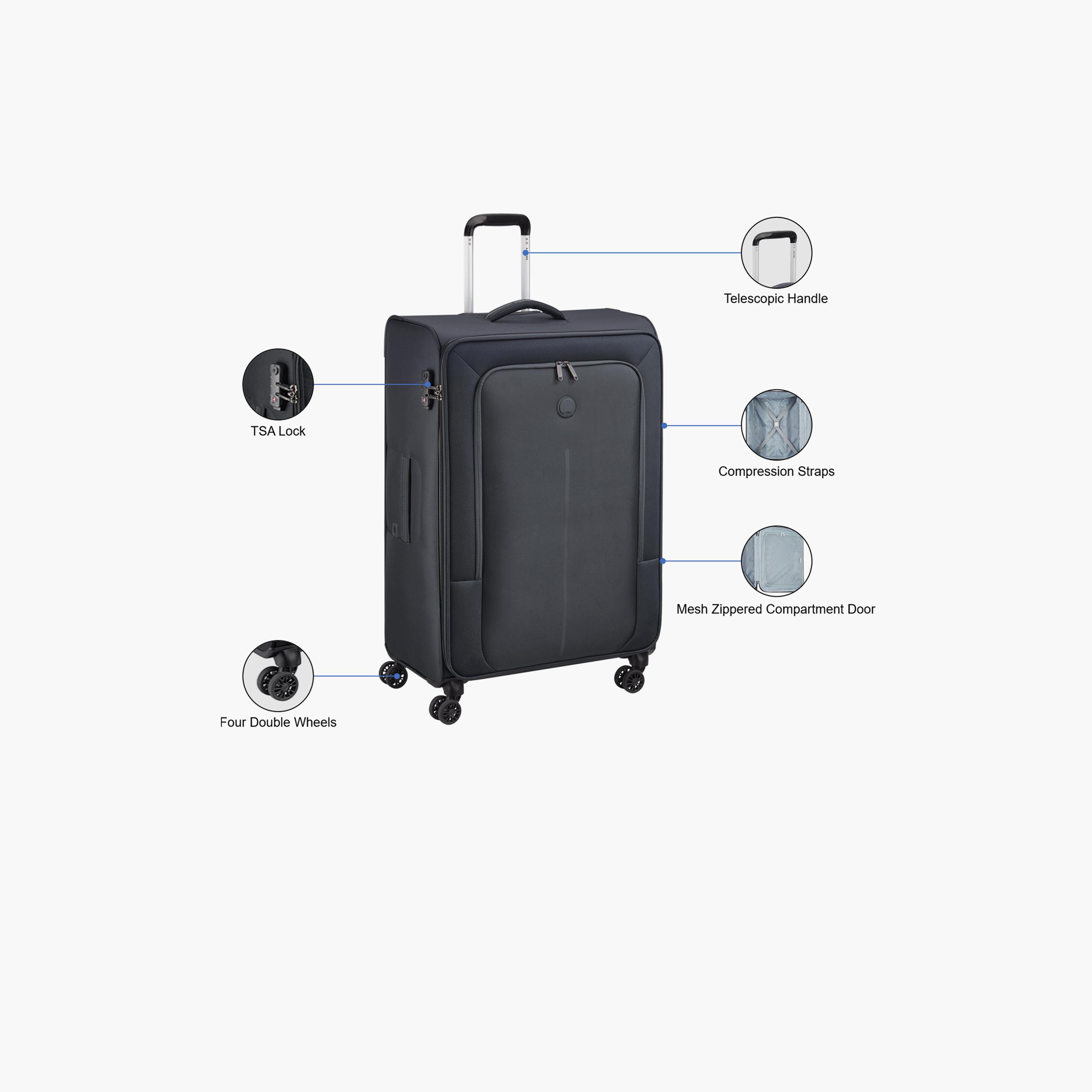 Delsey Caracas 82 CM Large Check-in Polyester Soft Sided 4-Wheeler Spinner Trolley Bag with TSA Combination Lock-travel-luggagesandbags-luggage-image-3