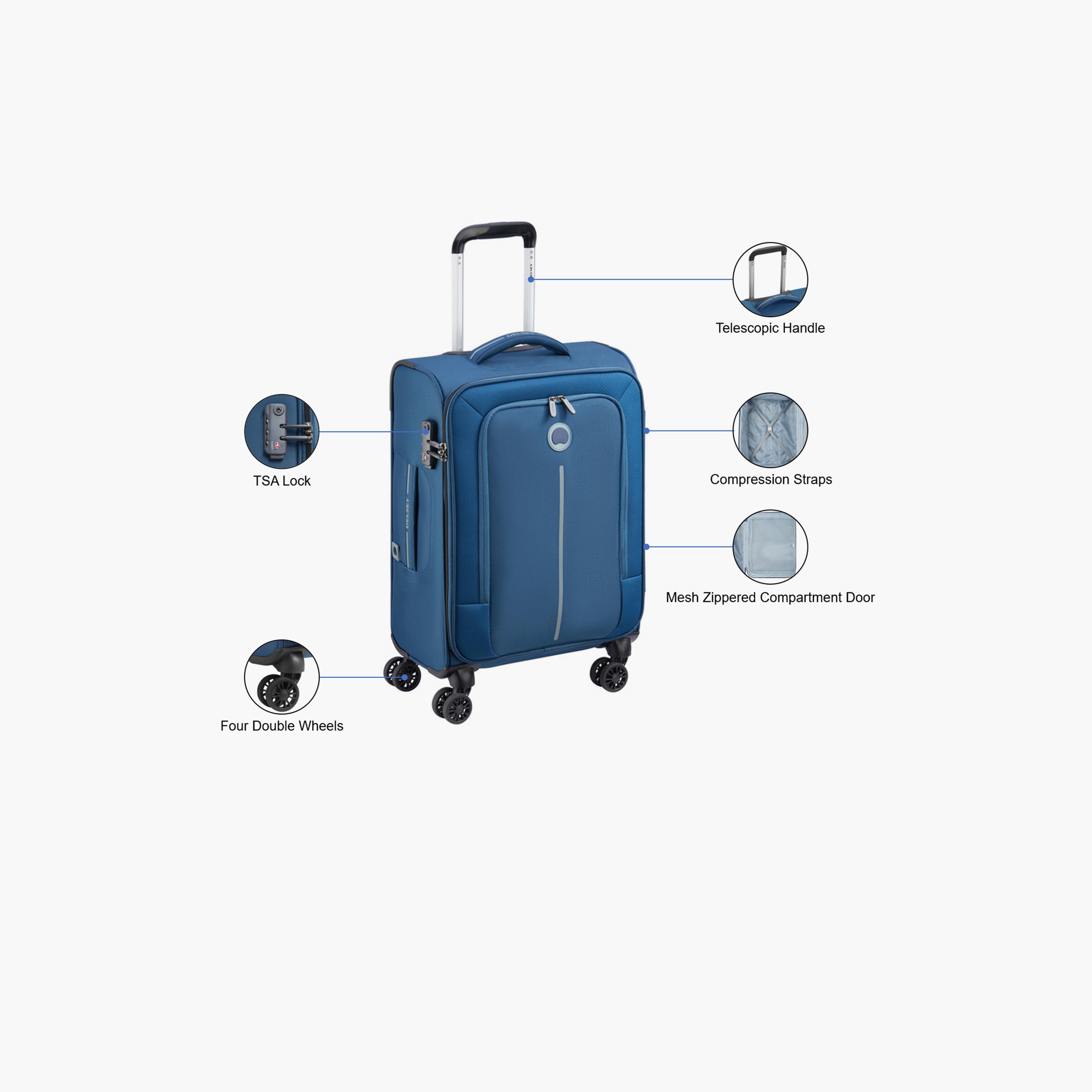 Delsey Caracas 55 CM Small Cabin Polyester Soft Sided 4-Wheeler Spinner Trolley Bag with TSA Combination Lock-travel-luggagesandbags-luggage-image-3