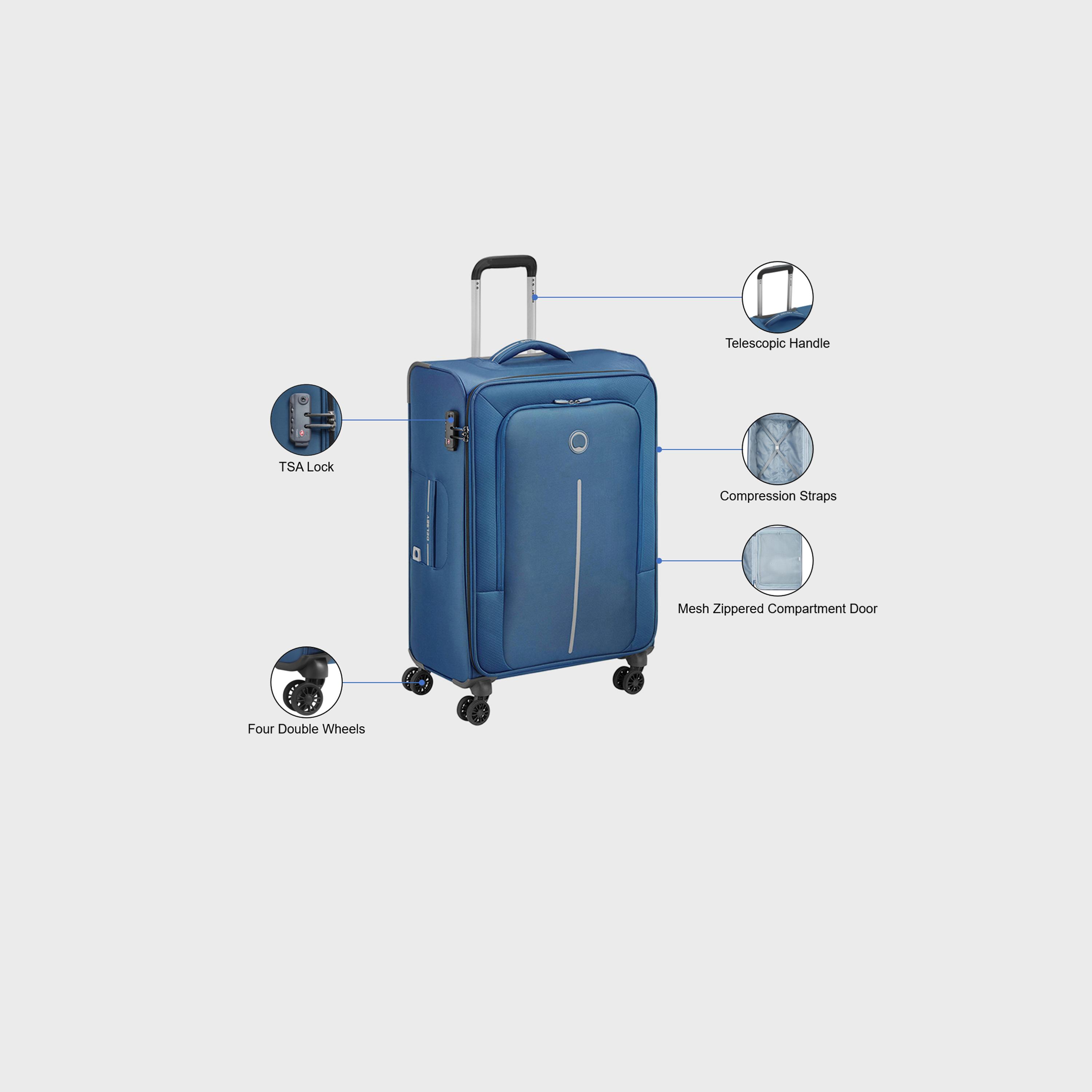 Delsey Caracas 70 CM Medium Check-in Polyester Soft Sided 4-Wheeler Spinner Trolley Bag with TSA Combination Lock-travel-luggagesandbags-luggage-image-3