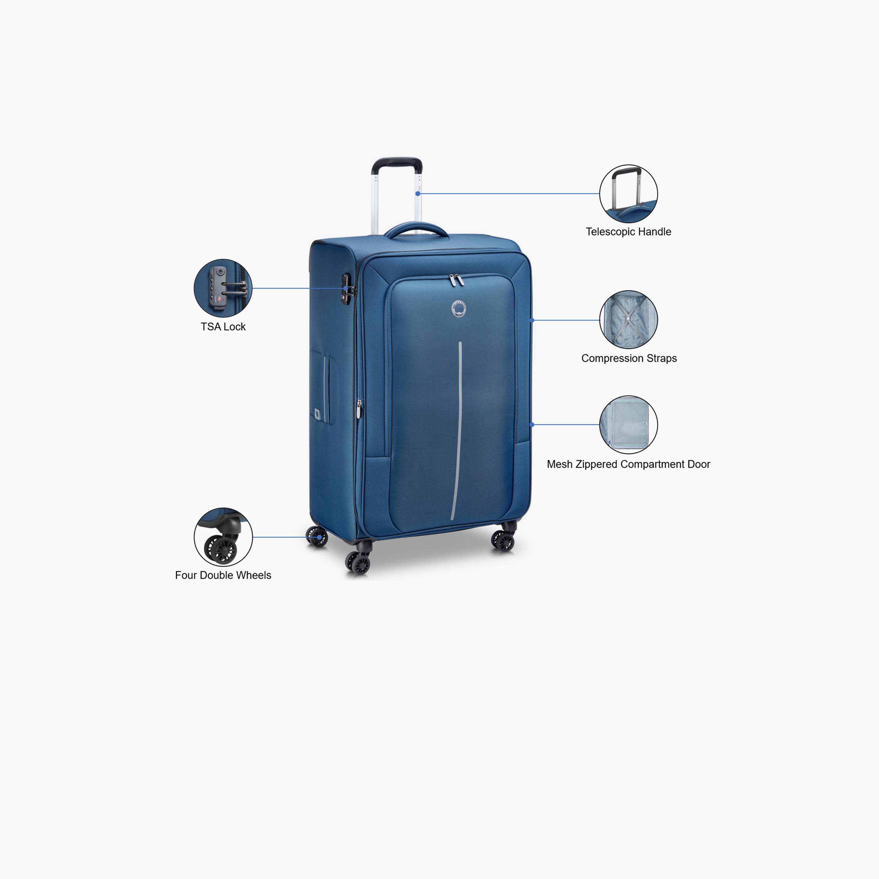Delsey Caracas 82 CM Large Check-in Polyester Soft Sided 4-Wheeler Spinner Trolley Bag with TSA Combination Lock-travel-luggagesandbags-luggage-image-3