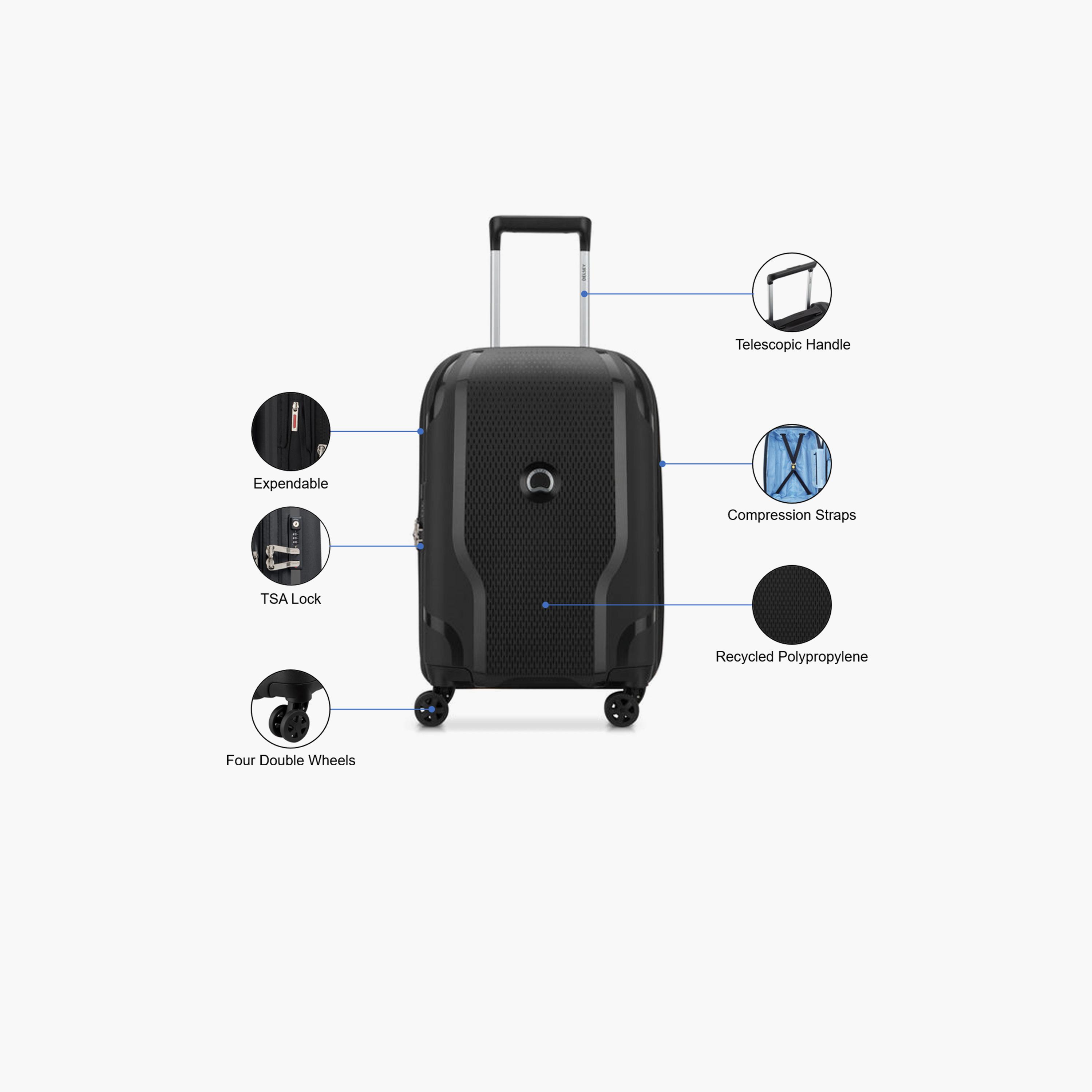 Delsey Caracas 55 CM Small Cabin Polypropylene Hard Sided 4-Wheeler Spinner Trolley Bag with TSA Combination Lock-travel-luggagesandbags-luggage-image-3