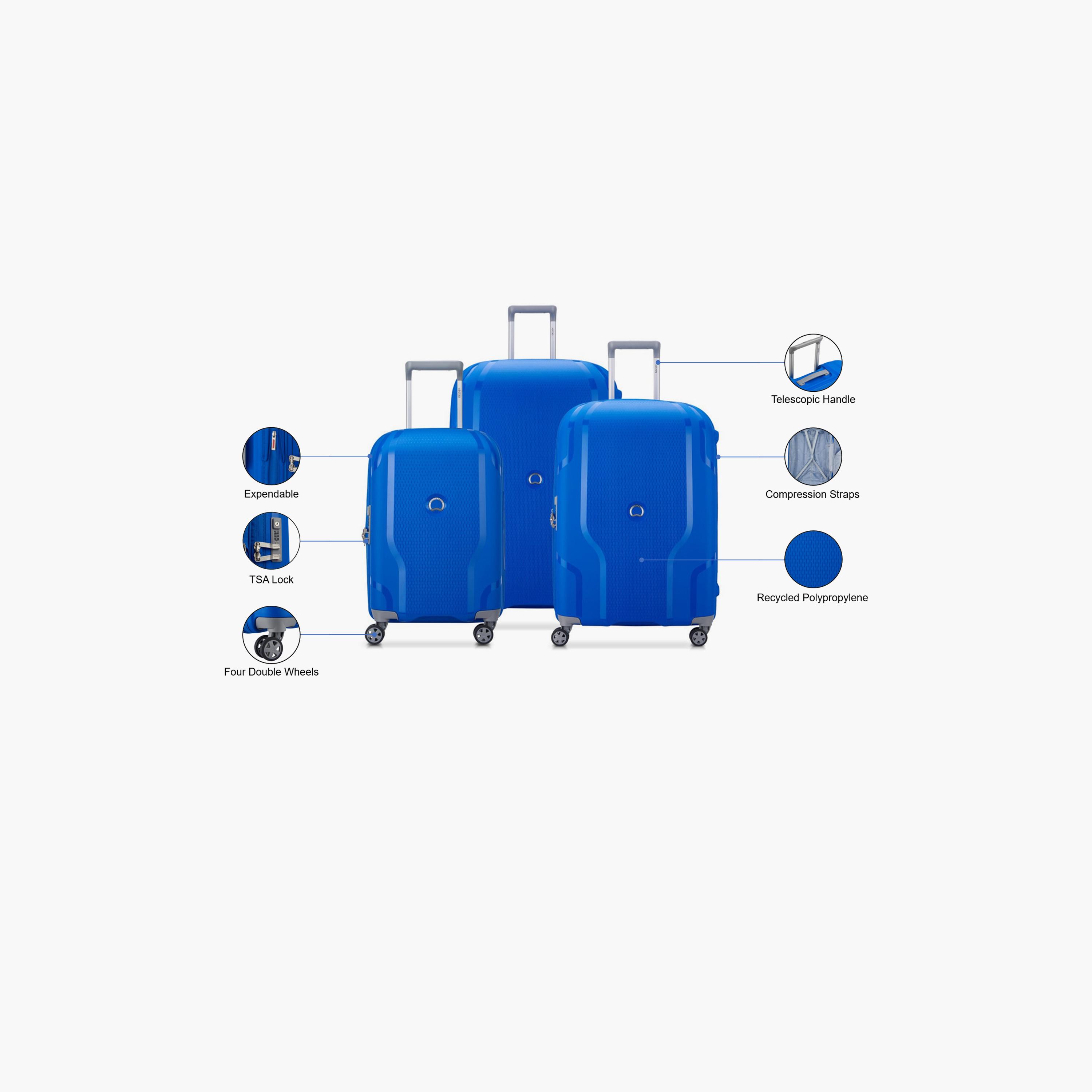Delsey Clavel Set of 3 Polypropylene Hard Sided 4-Wheeler Spinner Trolley Bag with TSA Combination Lock-travel-luggagesandbags-luggage-image-2