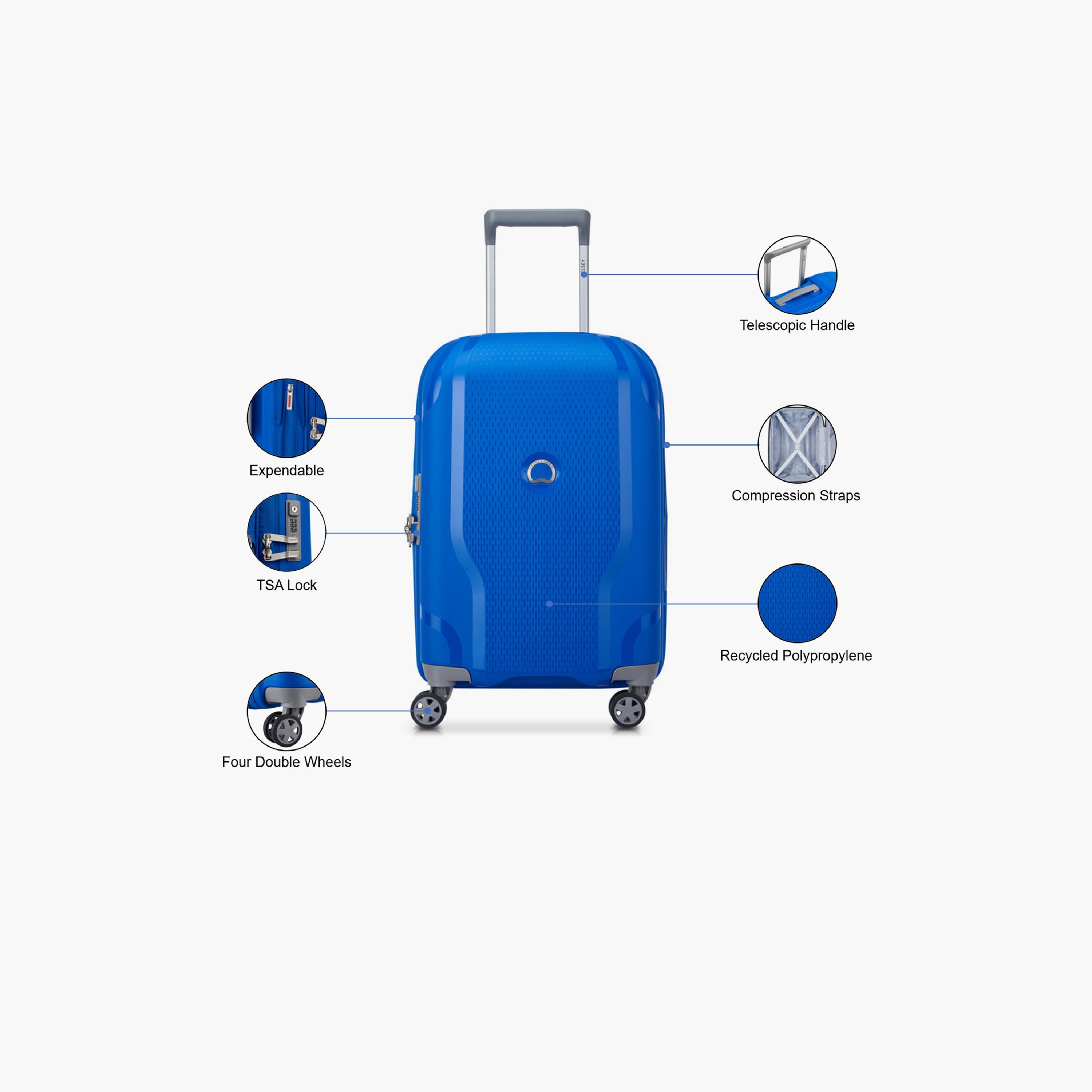 Delsey Caracas 55 CM Small Cabin Polypropylene Hard Sided 4-Wheeler Spinner Trolley Bag with TSA Combination Lock-travel-luggagesandbags-luggage-image-3