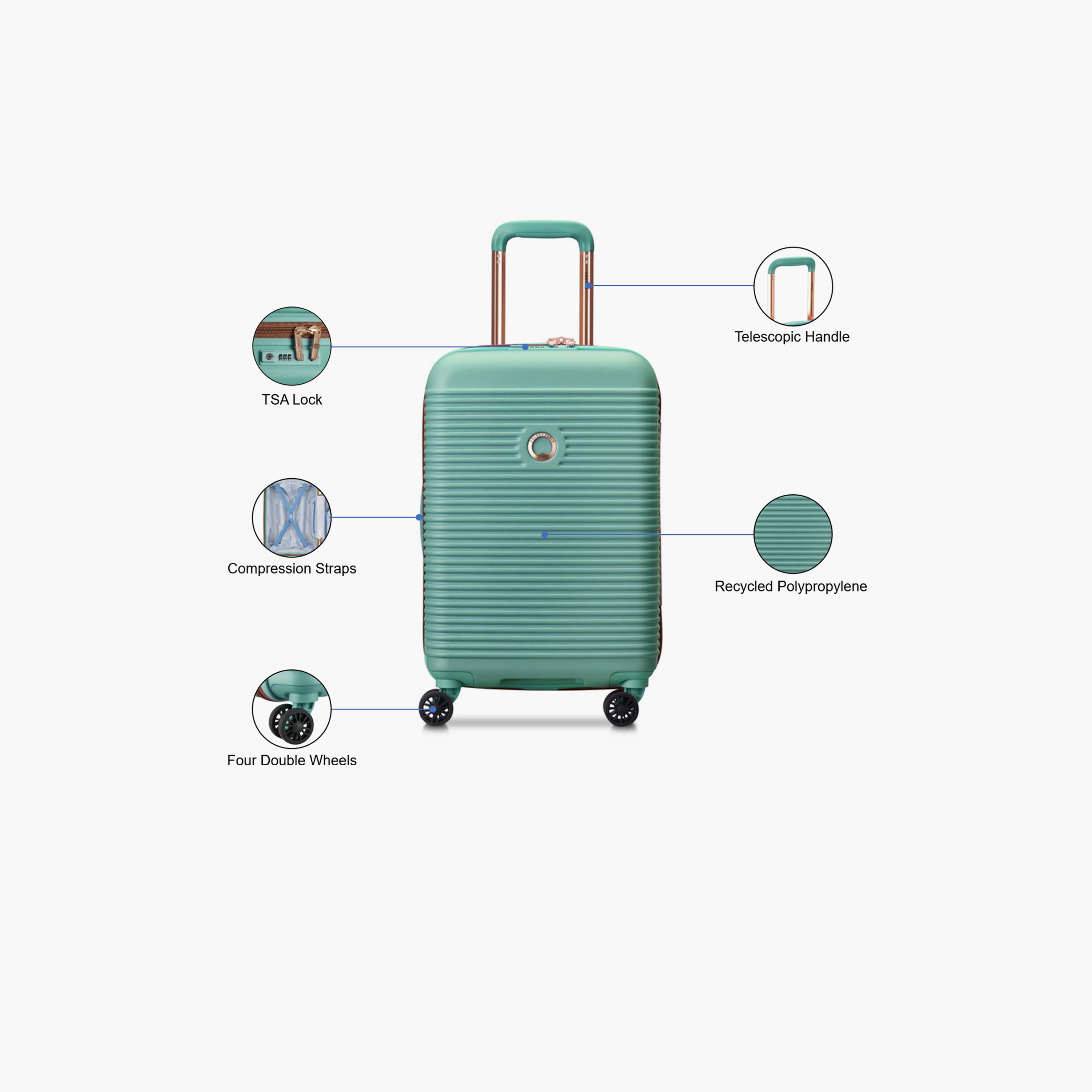 Delsey Freestyle 55 CM Small Cabin Polypropylene Hard Sided 4-Wheeler Spinner Trolley Bag with TSA Combination Lock-travel-luggagesandbags-luggage-image-3
