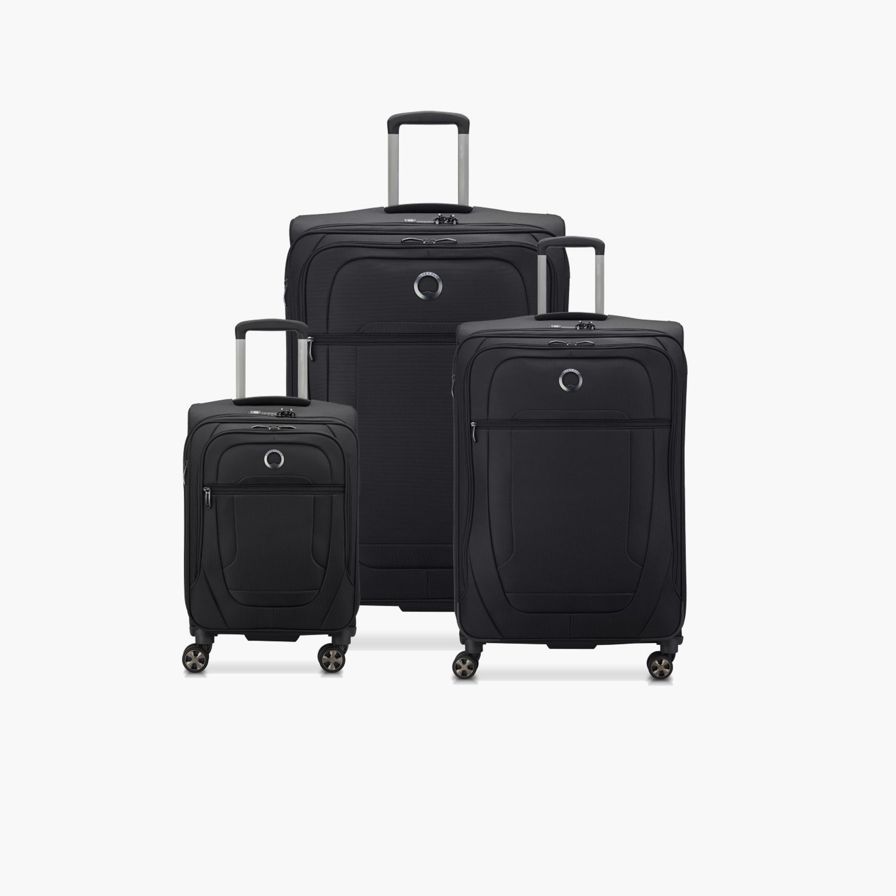 Delsey Helium DX Set of 3 Polyester Soft Sided 4-Wheeler Spinner Trolley Bag with TSA Combination Lock-travel-luggagesandbags-luggage-image-1