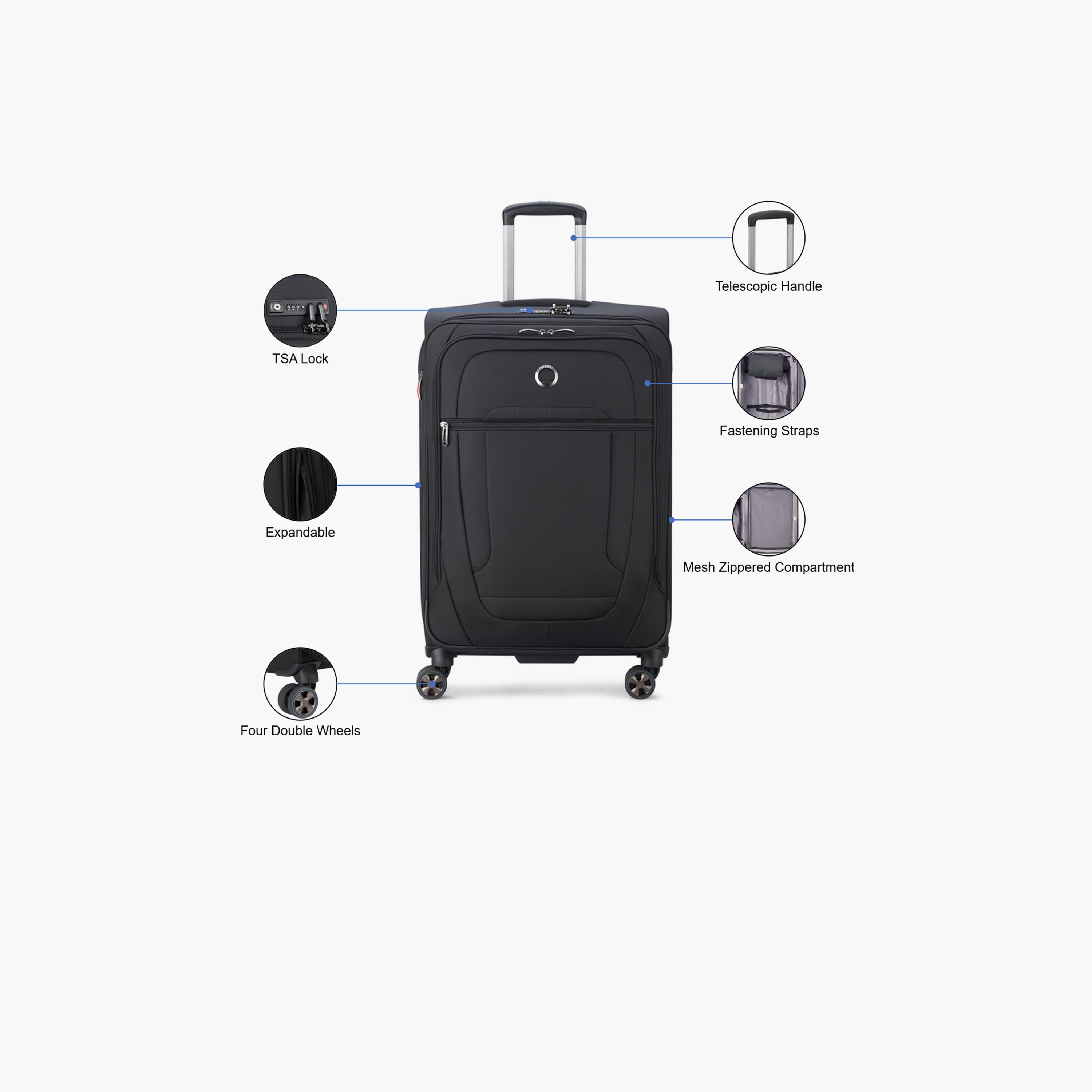 Delsey Helium DX 70 CM Medium Check-in Polyester Soft Sided 4-Wheeler Spinner Trolley Bag with TSA Combination Lock-travel-luggagesandbags-luggage-image-3