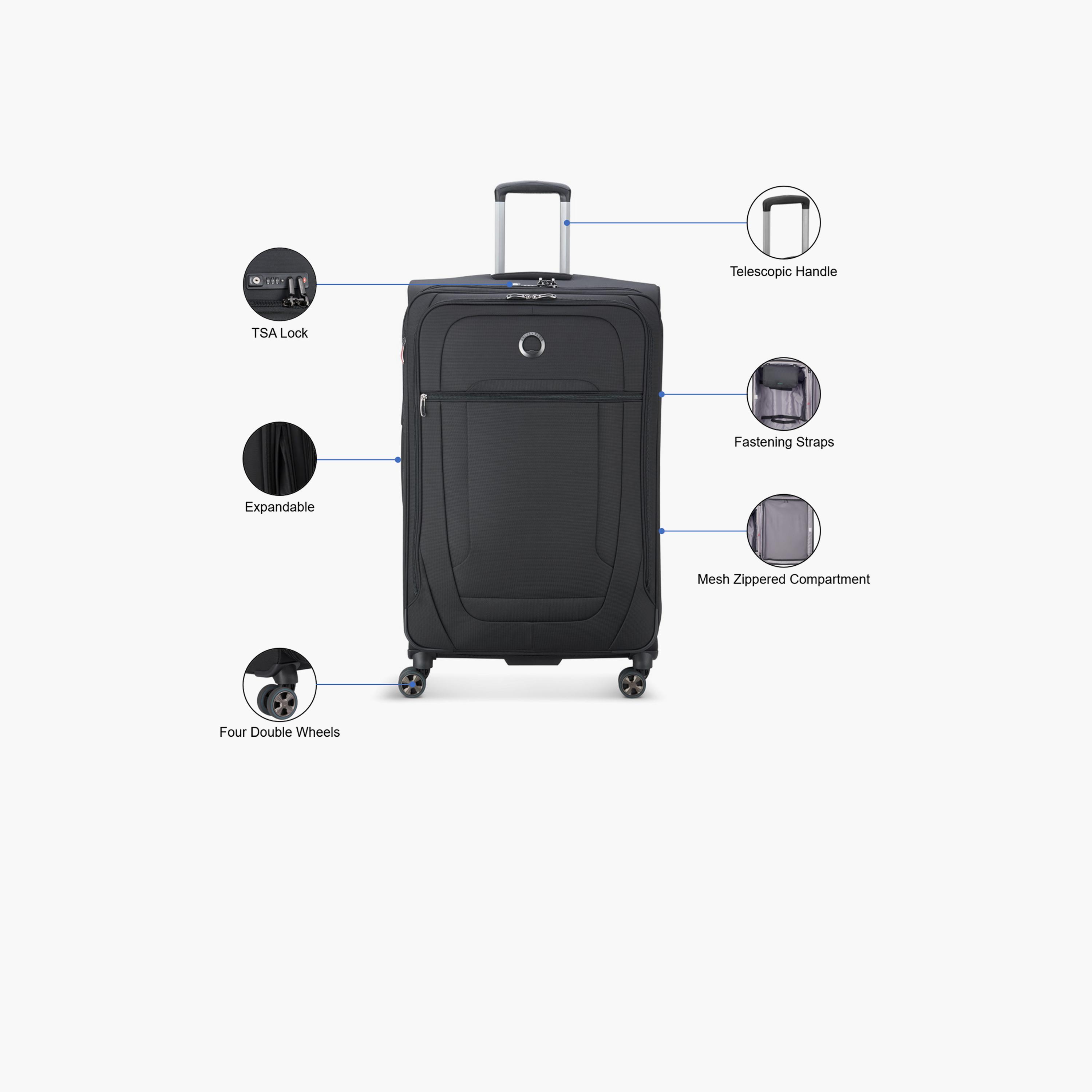 Delsey Helium DX 70 CM Large Check-in Polyester Soft Sided 4-Wheeler Spinner Trolley Bag with TSA Combination Lock-travel-luggagesandbags-luggage-image-3