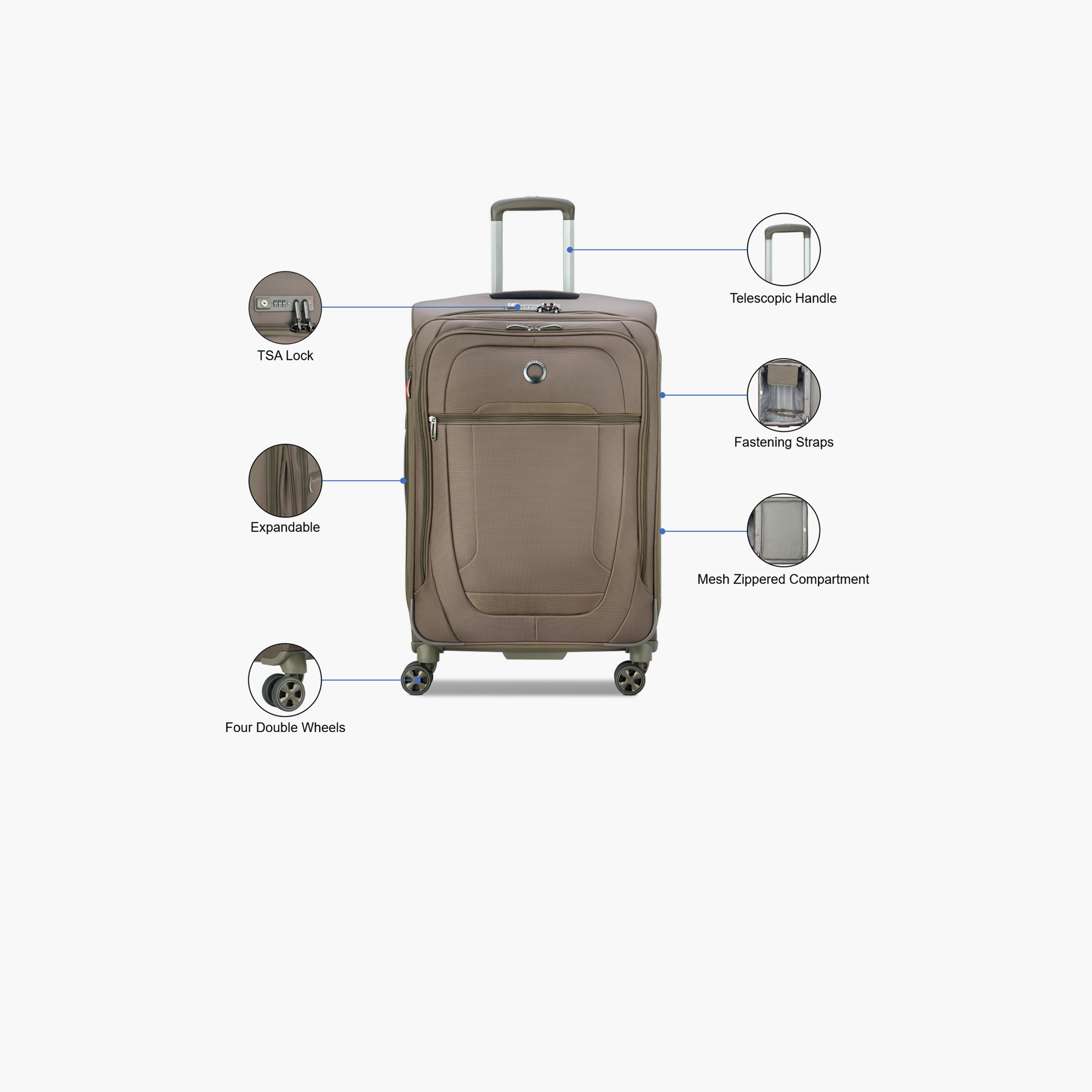 Delsey Helium DX 70 CM Medium Check-in Polyester Soft Sided 4-Wheeler Spinner Trolley Bag with TSA Combination Lock-travel-luggagesandbags-luggage-image-3