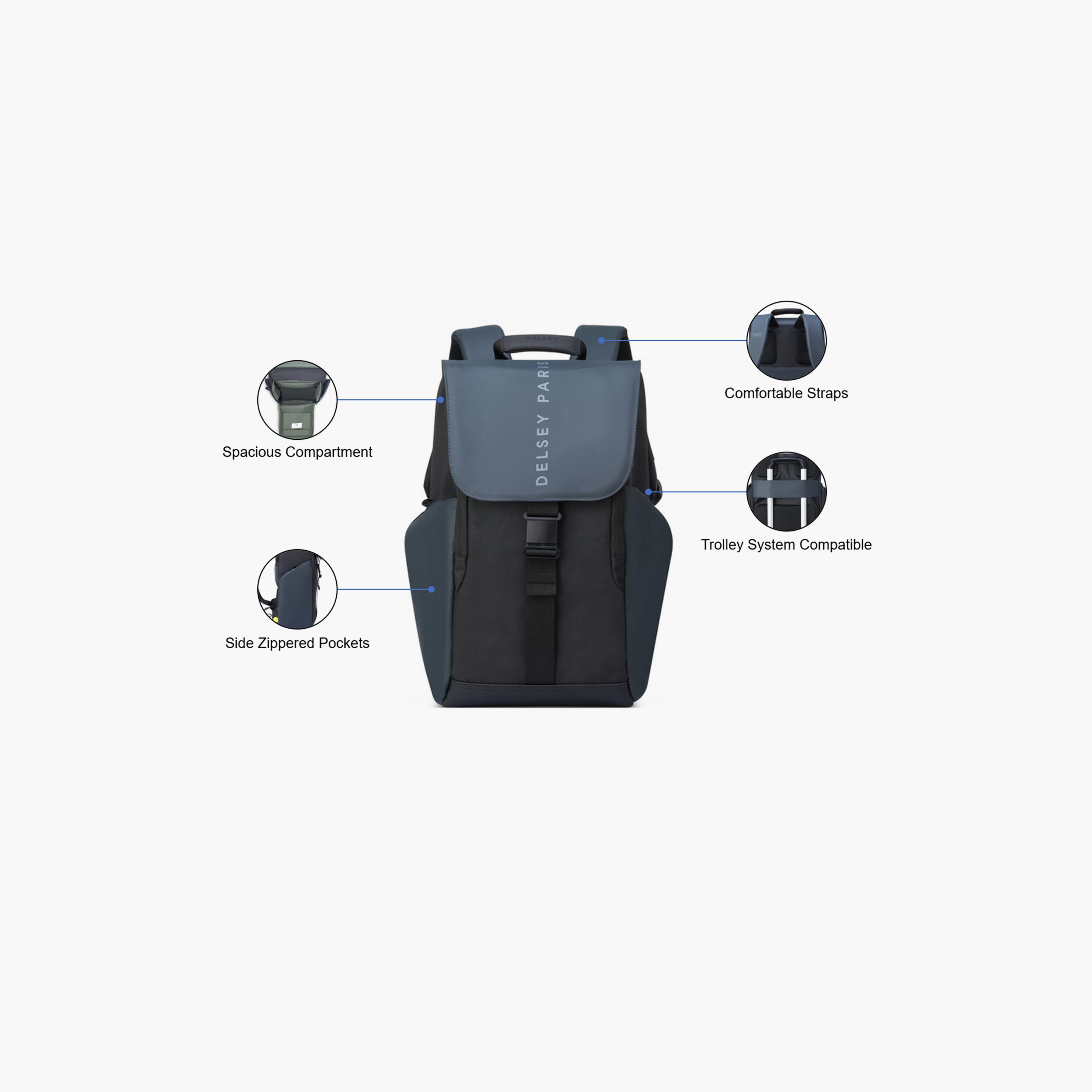 Delsey Securflap 21 L | 15 Inches Laptop Backpack, Polyester | 2020610-00-men-bags-image-3