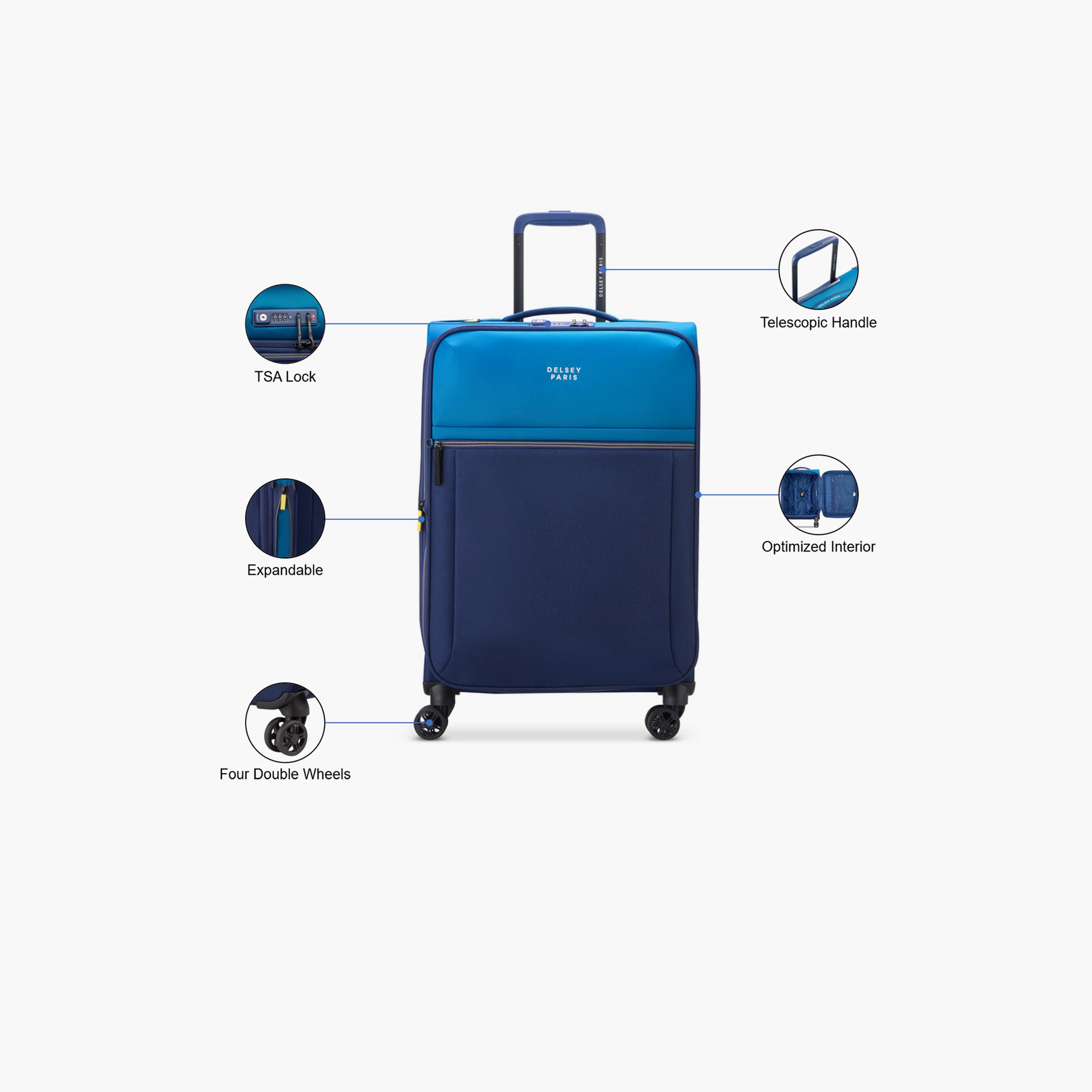 Delsey Brochant 3 67 CM Medium Check-in Polyester Soft Sided 4-Wheeler Spinner Trolley Bag with TSA Combination Lock-travel-luggagesandbags-luggage-image-3