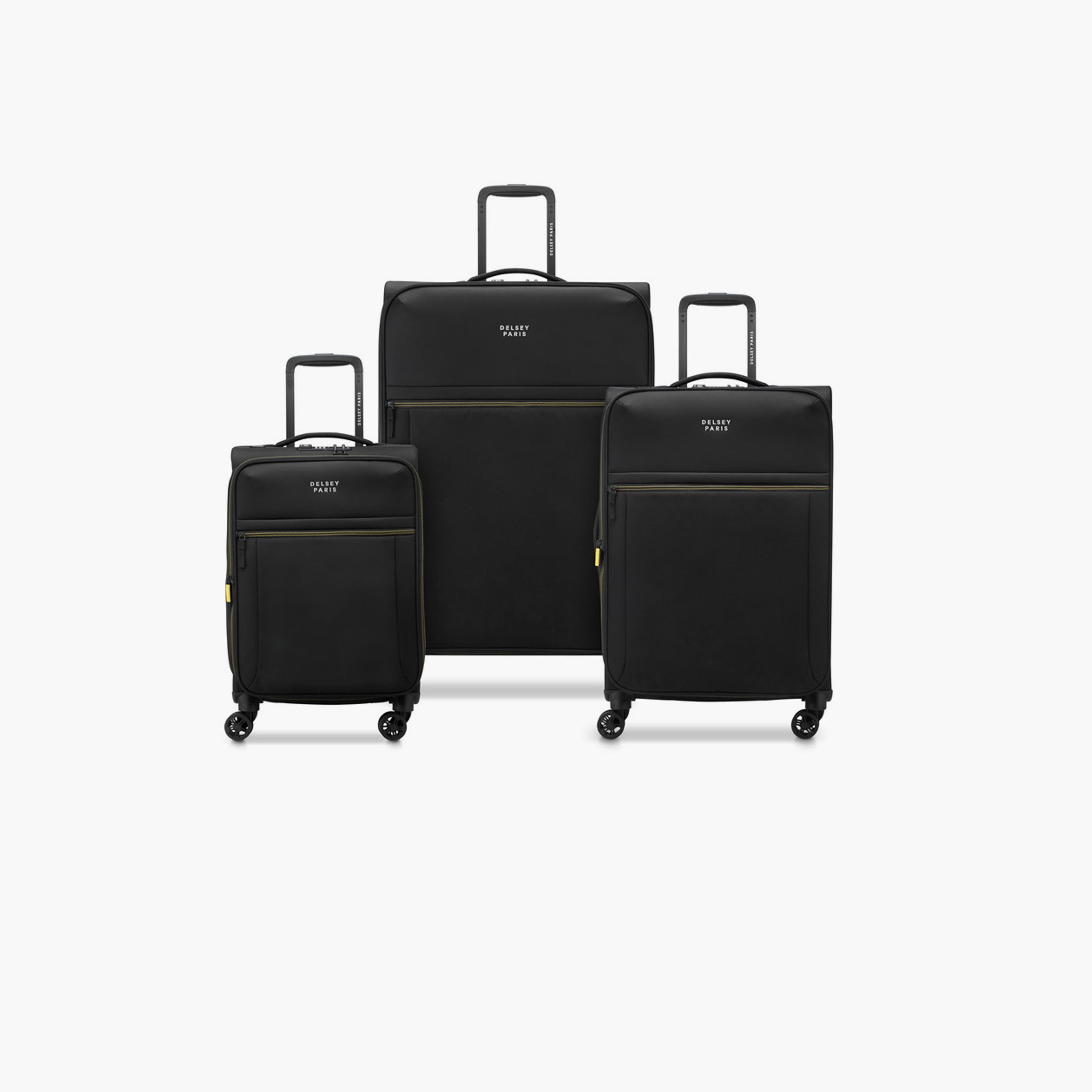 Delsey Brochant 3 Set of 3 Polyester Soft Sided 4-Wheeler Spinner Trolley Bag with TSA Combination Lock-travel-luggagesandbags-luggage-image-1