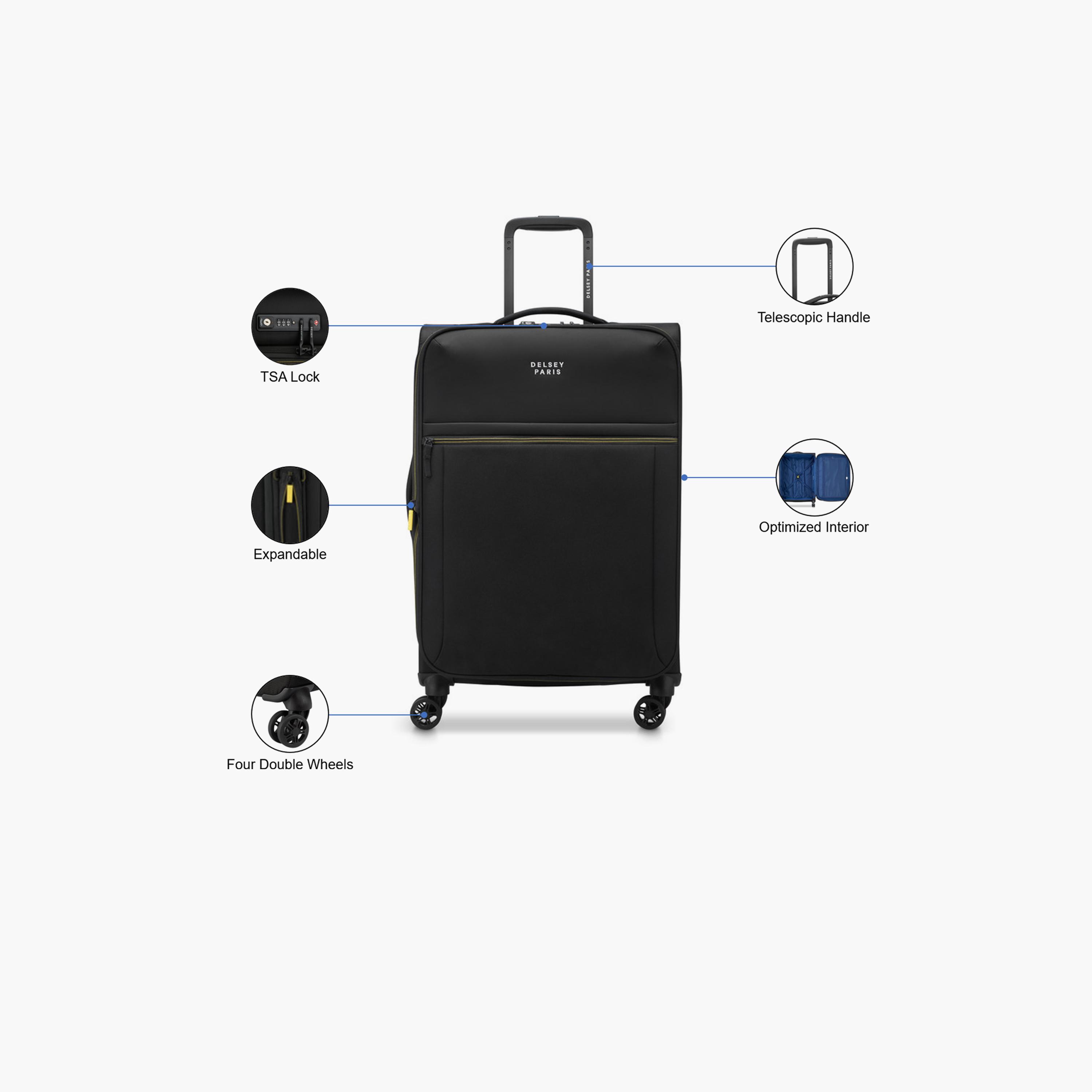Delsey Brochant 3 67 CM Medium Check-in Polyester Soft Sided 4-Wheeler Spinner Trolley Bag with TSA Combination Lock-travel-luggagesandbags-luggage-image-3