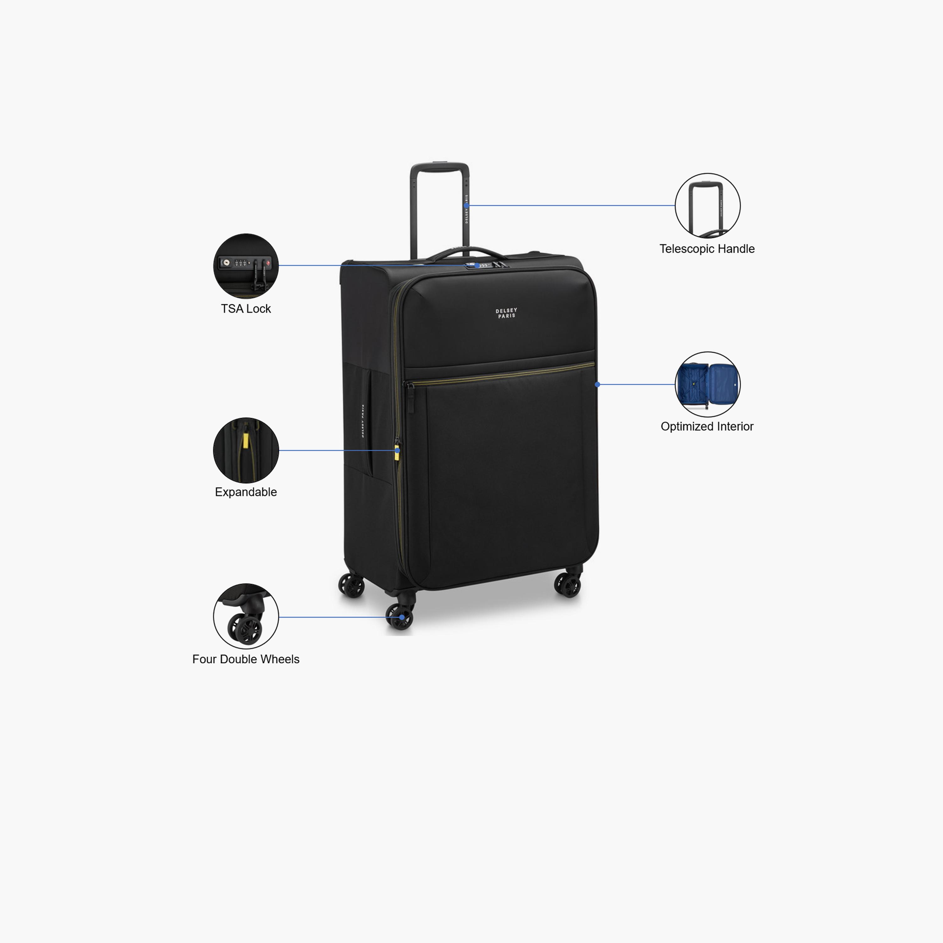 Delsey Brochant 3 78 CM Large Check-in Polyester Soft Sided 4-Wheeler Spinner Trolley Bag with TSA Combination Lock-travel-luggagesandbags-luggage-image-3