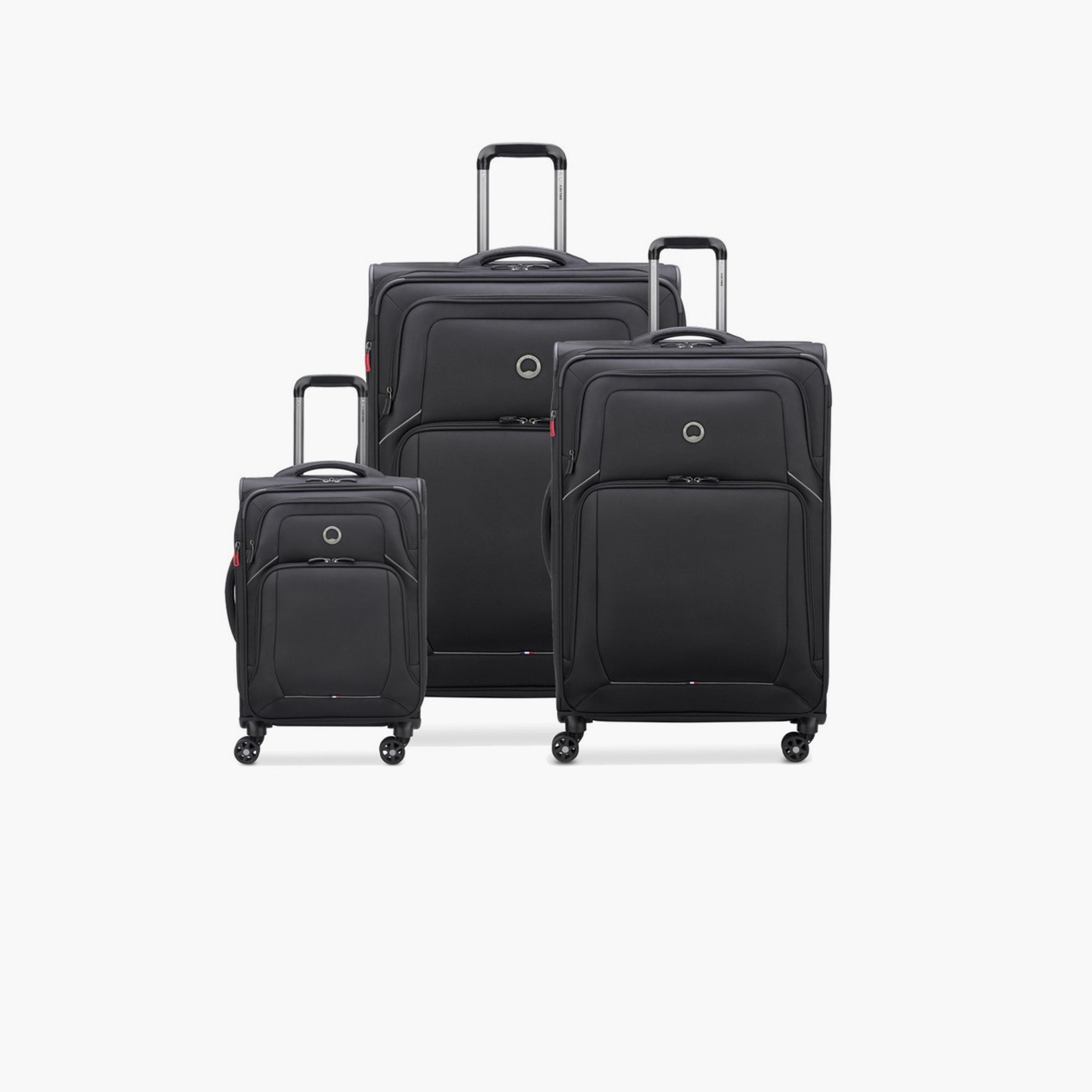 Delsey Optimax Lite Set of 3 Polyester Soft Sided 4-Wheeler Spinner Trolley Bag with TSA Combination Lock-travel-luggagesandbags-luggage-image-1