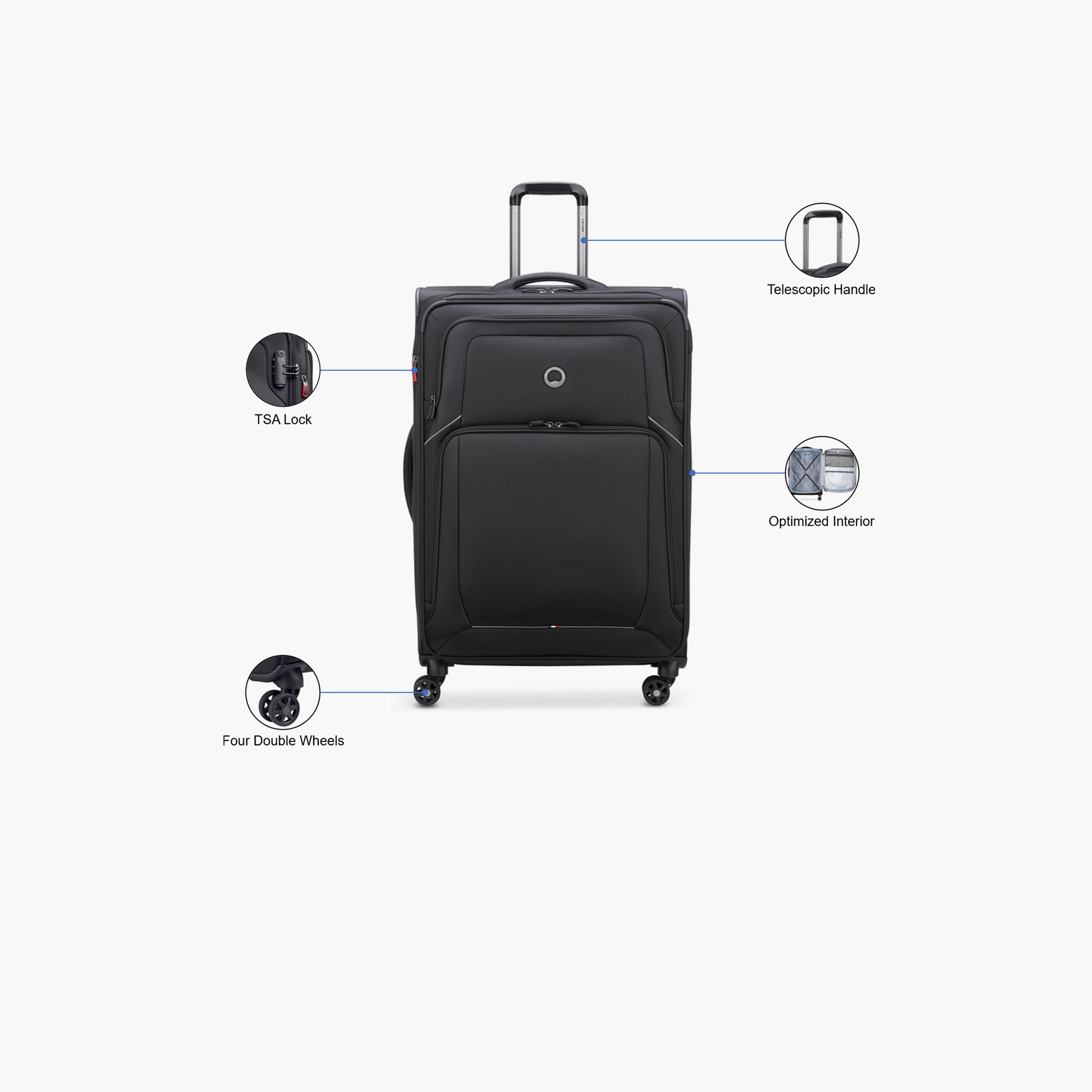 Delsey Optimax Lite 70 CM Medium Check-in Polyester Soft Sided 4-Wheeler Spinner Trolley Bag with TSA Combination Lock-travel-luggagesandbags-luggage-image-3