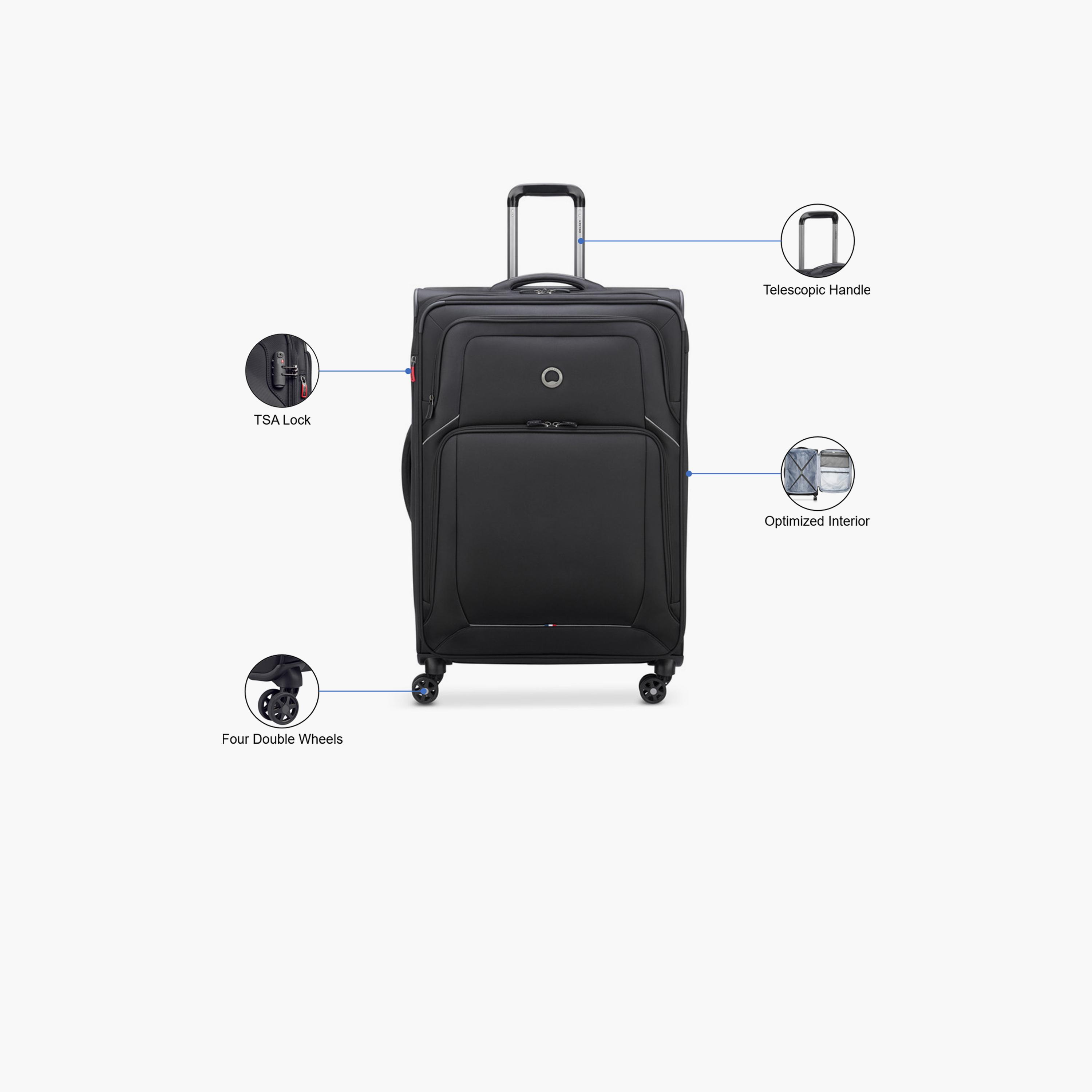 Delsey Optimax Lite 80 CM Large Check-in Polyester Soft Sided 4-Wheeler Spinner Trolley Bag with TSA Combination Lock-travel-luggagesandbags-luggage-image-3