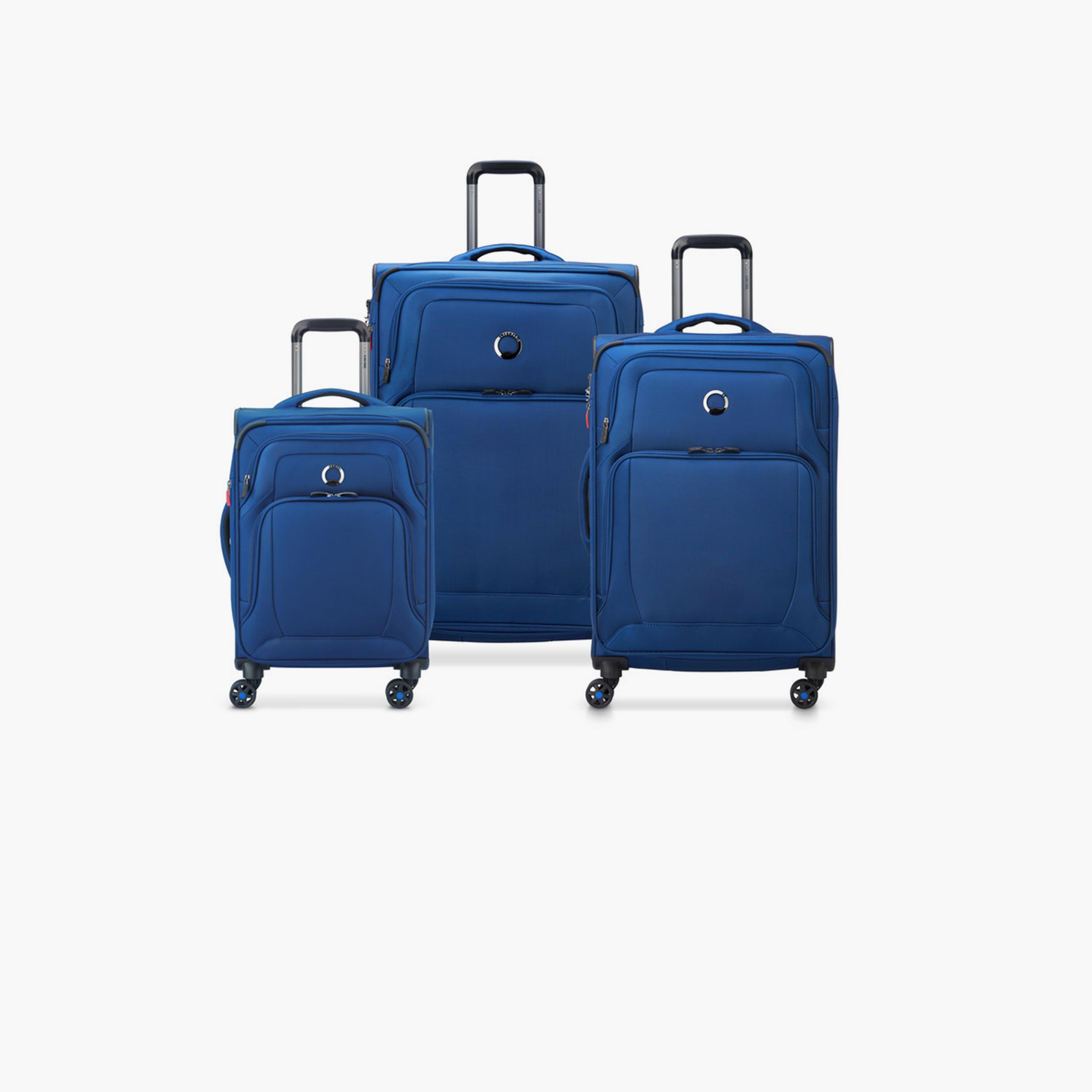 Delsey Optimax Lite Set of 3 Polyester Soft Sided 4-Wheeler Spinner Trolley Bag with TSA Combination Lock-travel-luggagesandbags-luggage-image-1