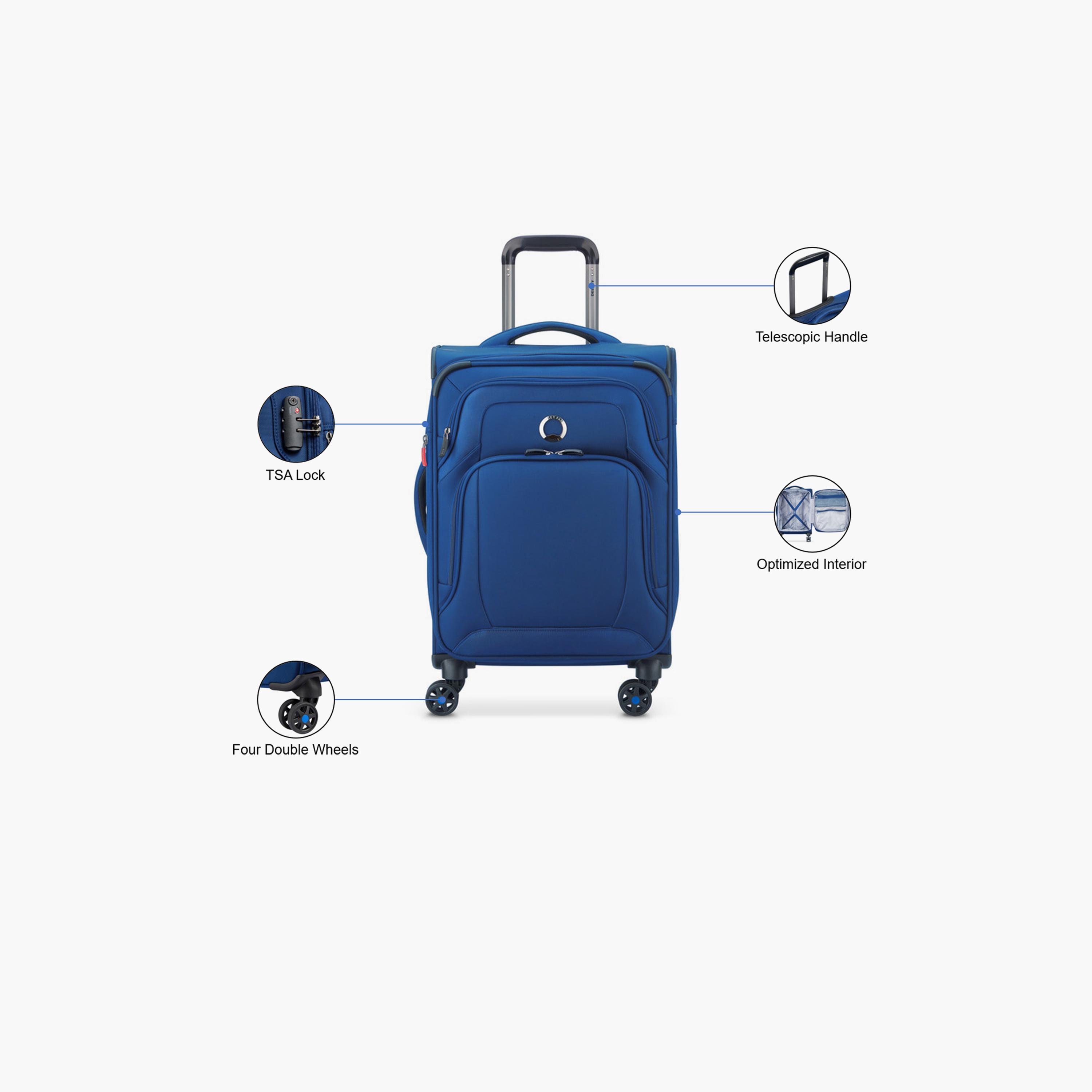 Delsey Optimax Lite 55 CM Small Cabin Polyester Soft Sided 4-Wheeler Spinner Trolley Bag with TSA Combination Lock-travel-luggagesandbags-luggage-image-3