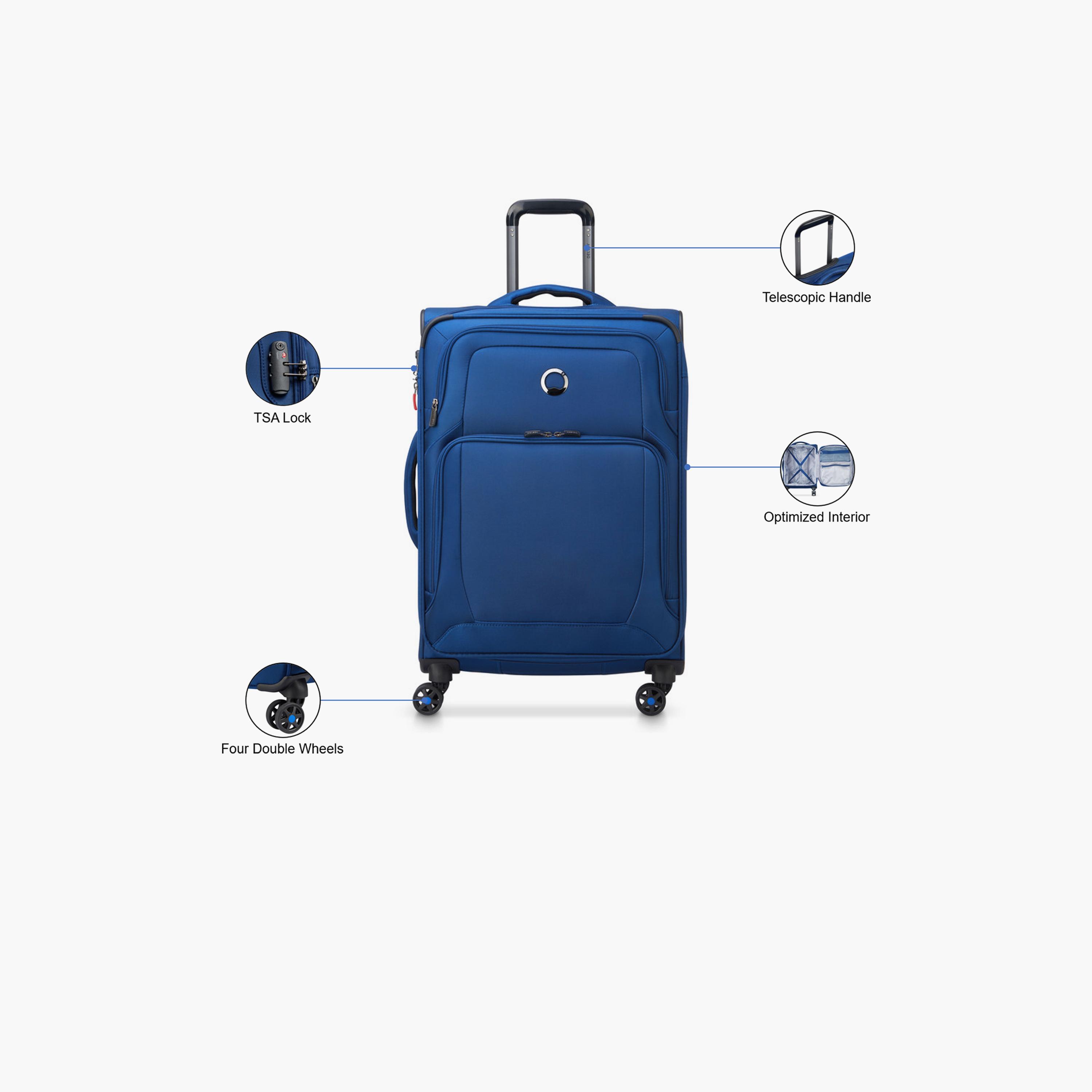 Delsey Optimax Lite 80 CM Large Check-in Polyester Soft Sided 4-Wheeler Spinner Trolley Bag with TSA Combination Lock-travel-luggagesandbags-luggage-image-3