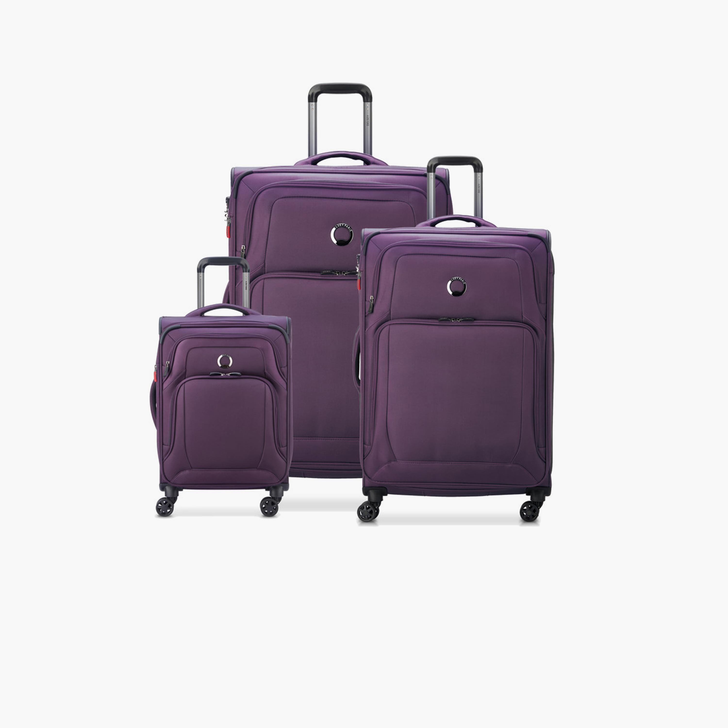 Delsey Optimax Lite Set of 3 Polyester Soft Sided 4-Wheeler Spinner Trolley Bag with TSA Combination Lock-travel-luggagesandbags-luggage-image-1