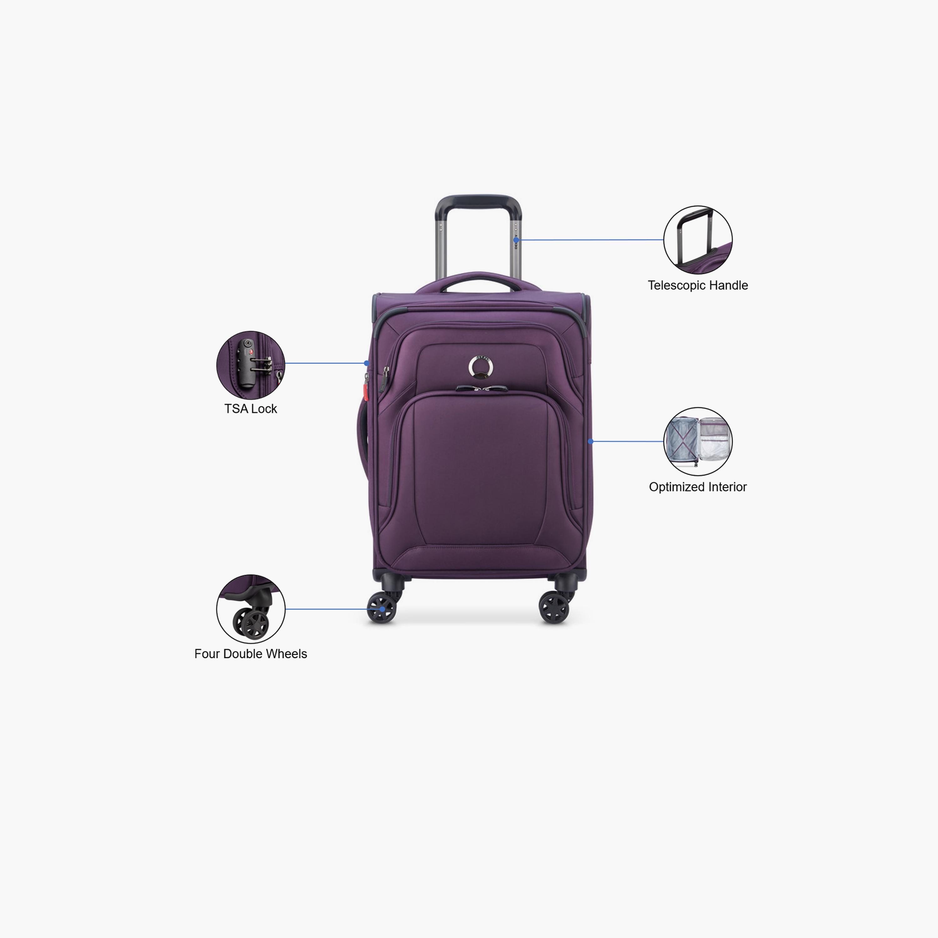 Delsey Optimax Lite 55 CM Small Cabin Polyester Soft Sided 4-Wheeler Spinner Trolley Bag with TSA Combination Lock-travel-luggagesandbags-luggage-image-3