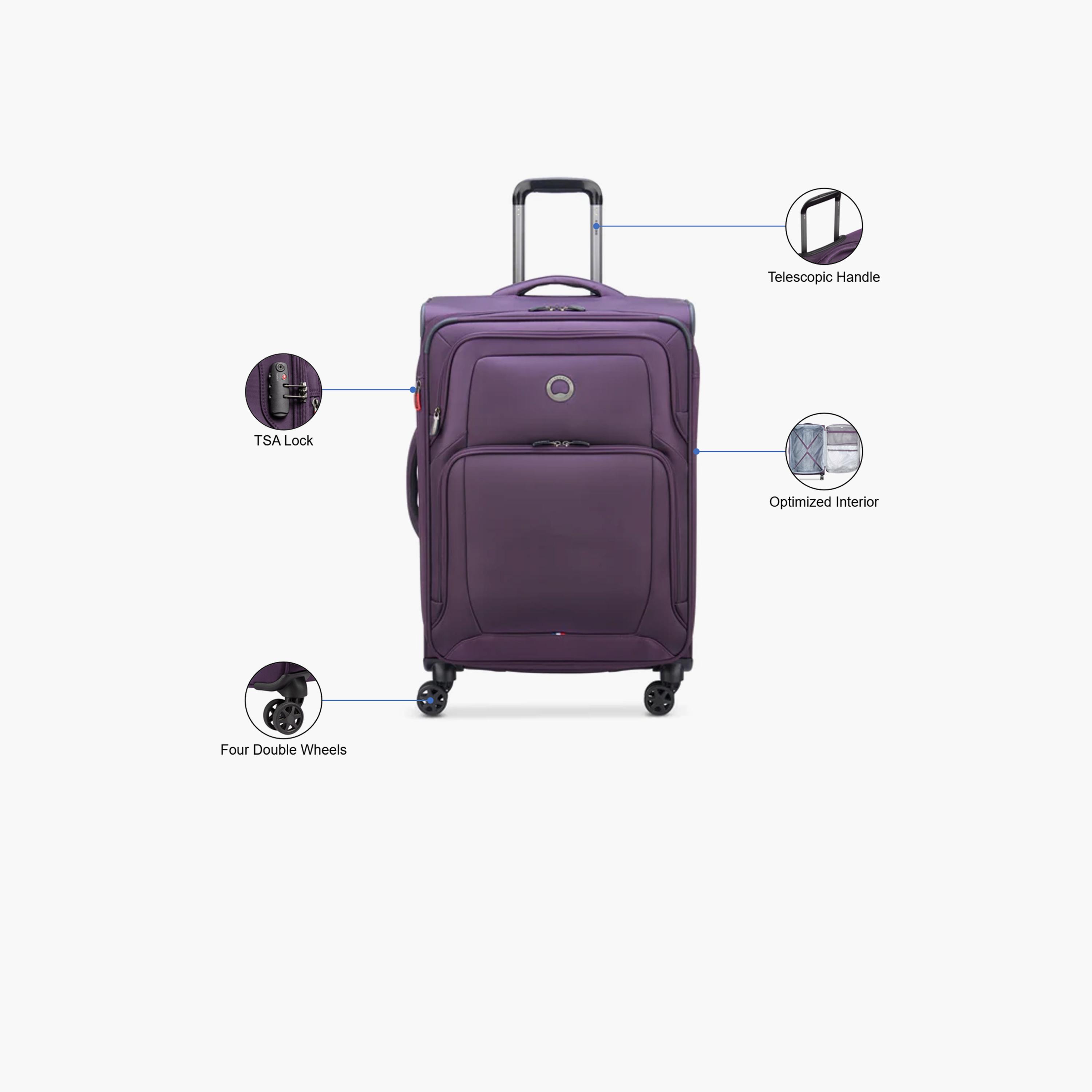 Delsey Optimax Lite 70 CM Medium Check-in Polyester Soft Sided 4-Wheeler Spinner Trolley Bag with TSA Combination Lock-travel-luggagesandbags-luggage-image-3