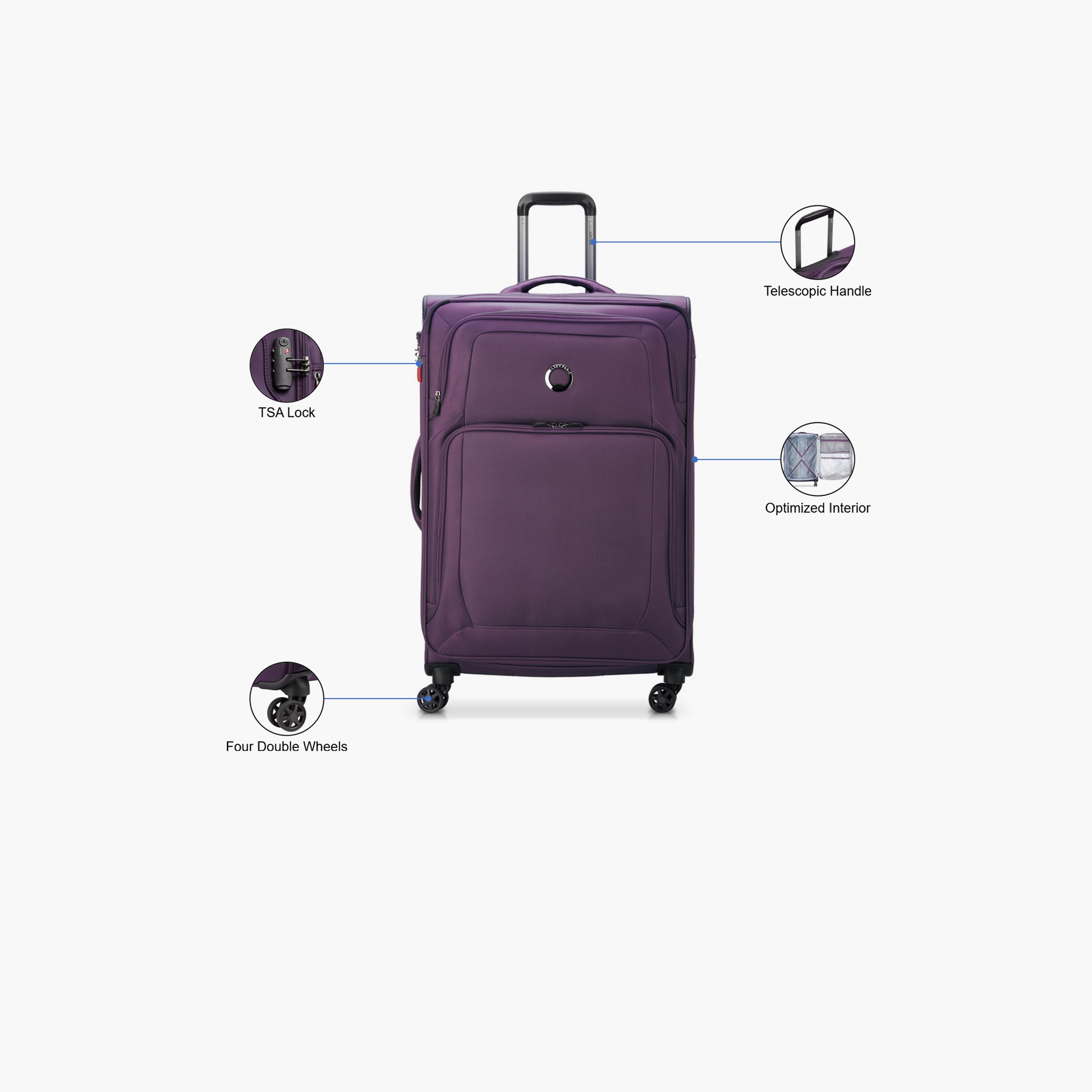 Delsey Optimax Lite 80 CM Large Check-in Polyester Soft Sided 4-Wheeler Spinner Trolley Bag with TSA Combination Lock-travel-luggagesandbags-luggage-image-3
