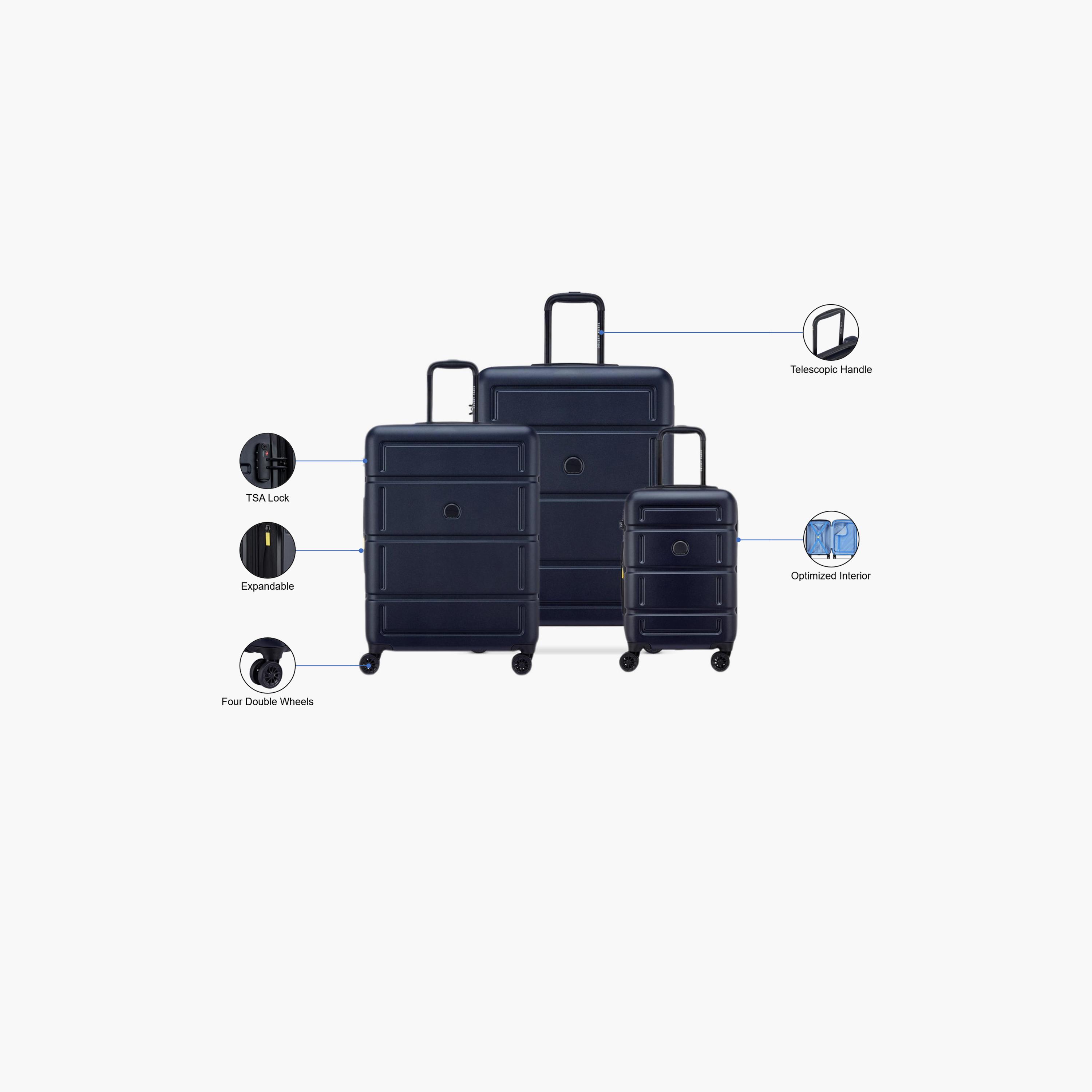 Delsey Camelia Set of 3 Polycarbonate with ABS Hard Sided 4-Wheeler Spinner Trolley Bag with TSA Combination Lock-travel-luggagesandbags-luggage-image-2