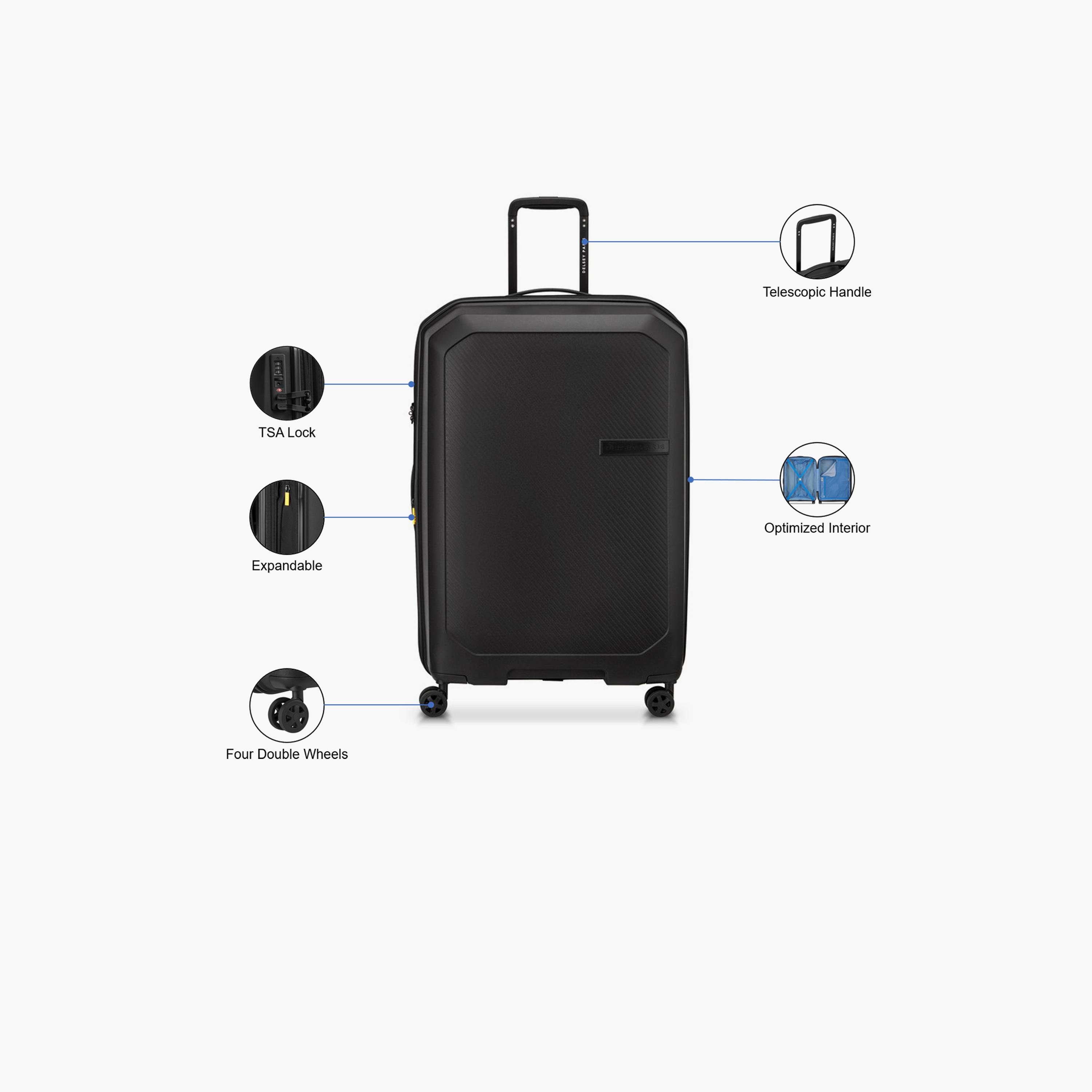 Delsey Anvers 75 CM Large Check-in Polycarbonate with ABS Hard Sided 4-Wheeler Spinner Trolley Bag with TSA Combination Lock-travel-luggagesandbags-luggage-image-3