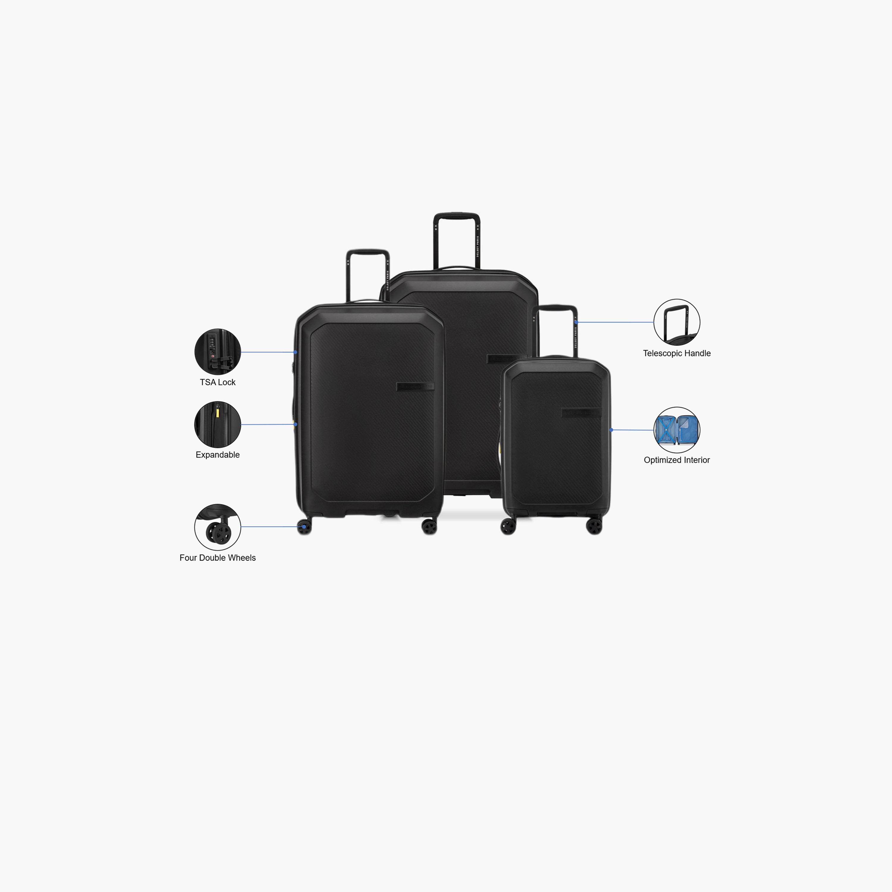 Delsey Anvers Set of 3 Polycarbonate with ABS Hard Sided 4-Wheeler Spinner Trolley Bag with TSA Combination Lock-travel-luggagesandbags-luggage-image-2