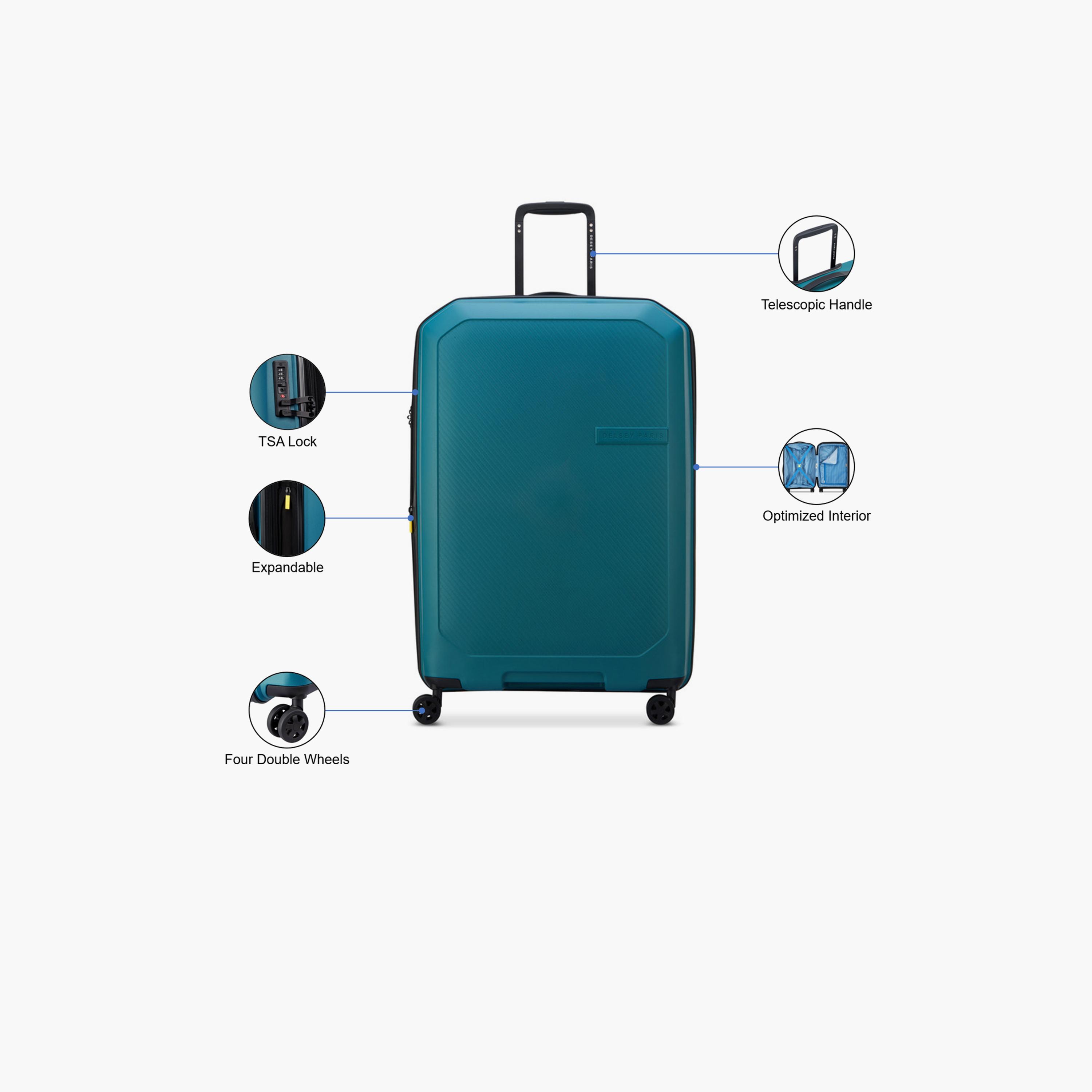 Delsey Anvers 55 CM Small Cabin Polycarbonate with ABS Hard Sided 4-Wheeler Spinner Trolley Bag with TSA Combination Lock-travel-luggagesandbags-luggage-image-3