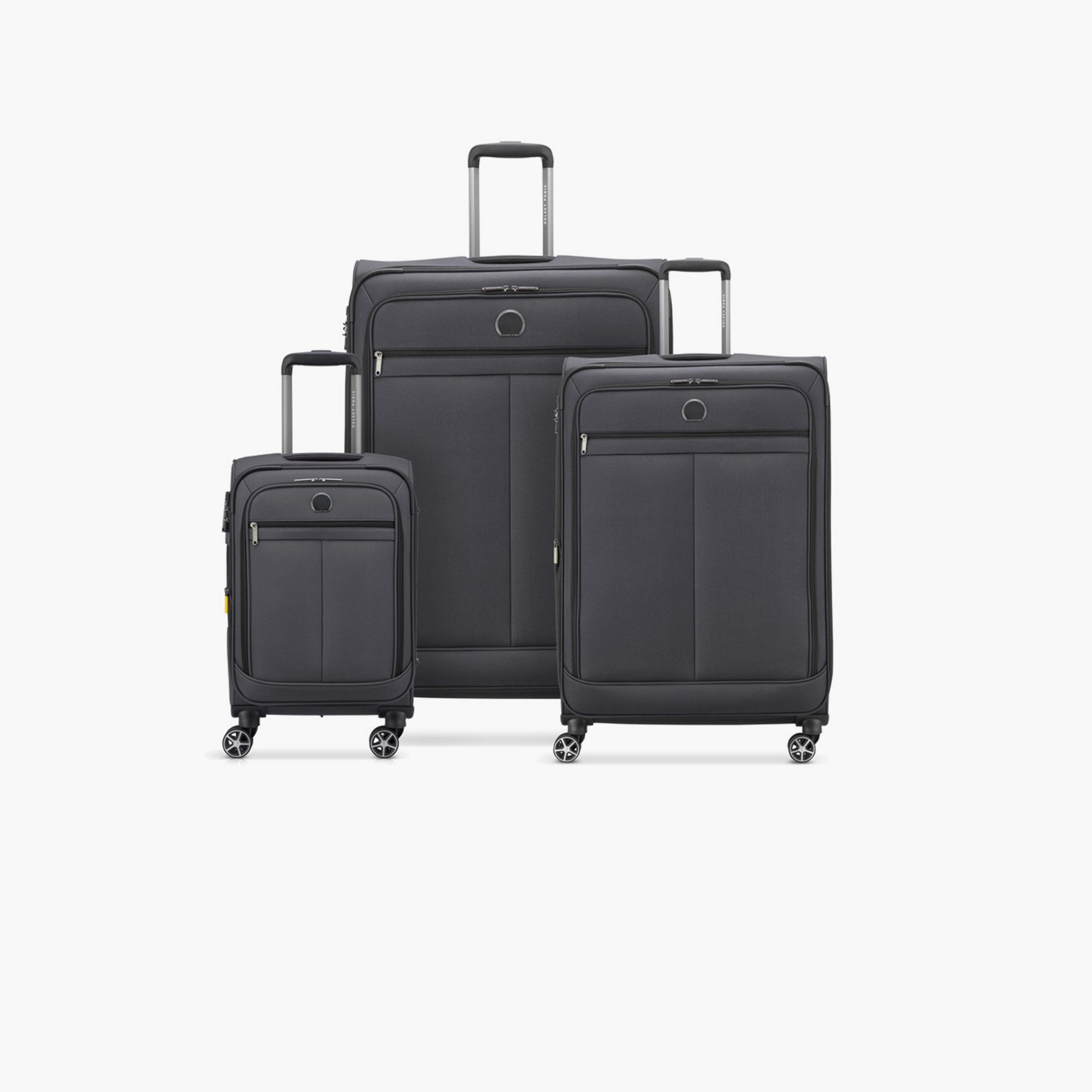 Delsey Priscilla Set of 3 Polyester Soft Sided 4-Wheeler Spinner Trolley Bag with TSA Combination Lock-travel-luggagesandbags-luggage-image-1