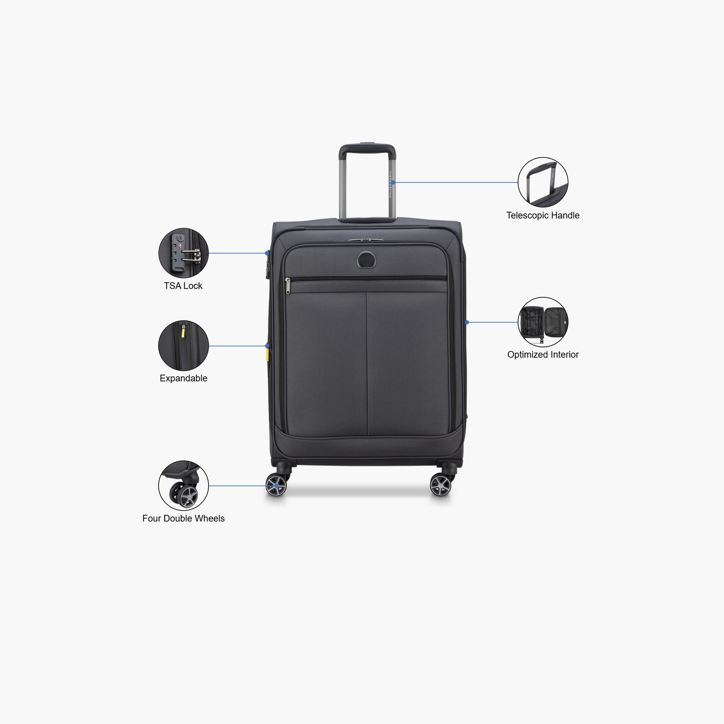 Delsey Priscilla 70 CM Medium Check-in Cabin Polyester Soft Sided 4-Wheeler Spinner Trolley Bag with TSA Combination Lock-travel-luggagesandbags-luggage-image-3