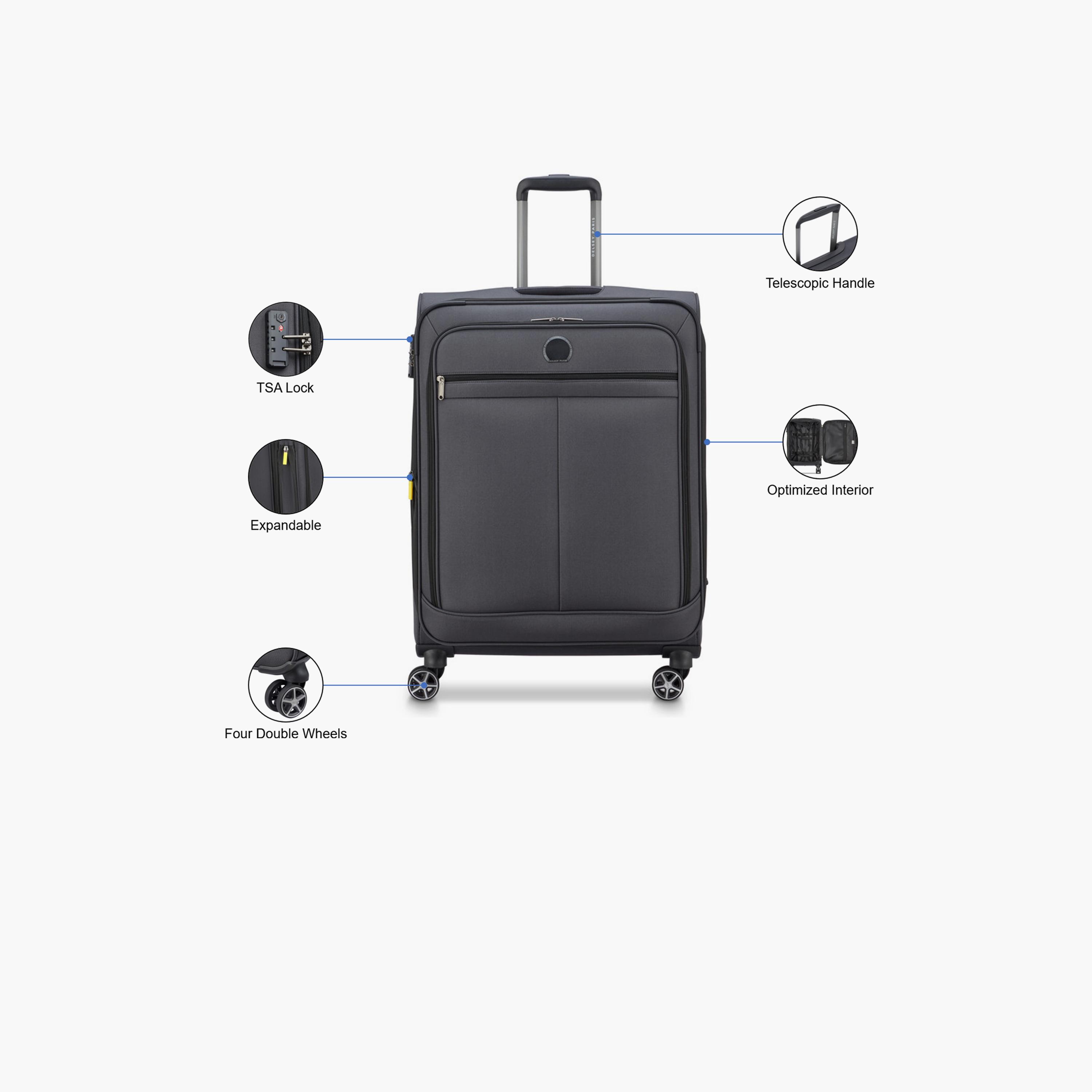 Delsey Priscilla 80 CM Large Check-in Cabin Polyester Soft Sided 4-Wheeler Spinner Trolley Bag with TSA Combination Lock-travel-luggagesandbags-luggage-image-3