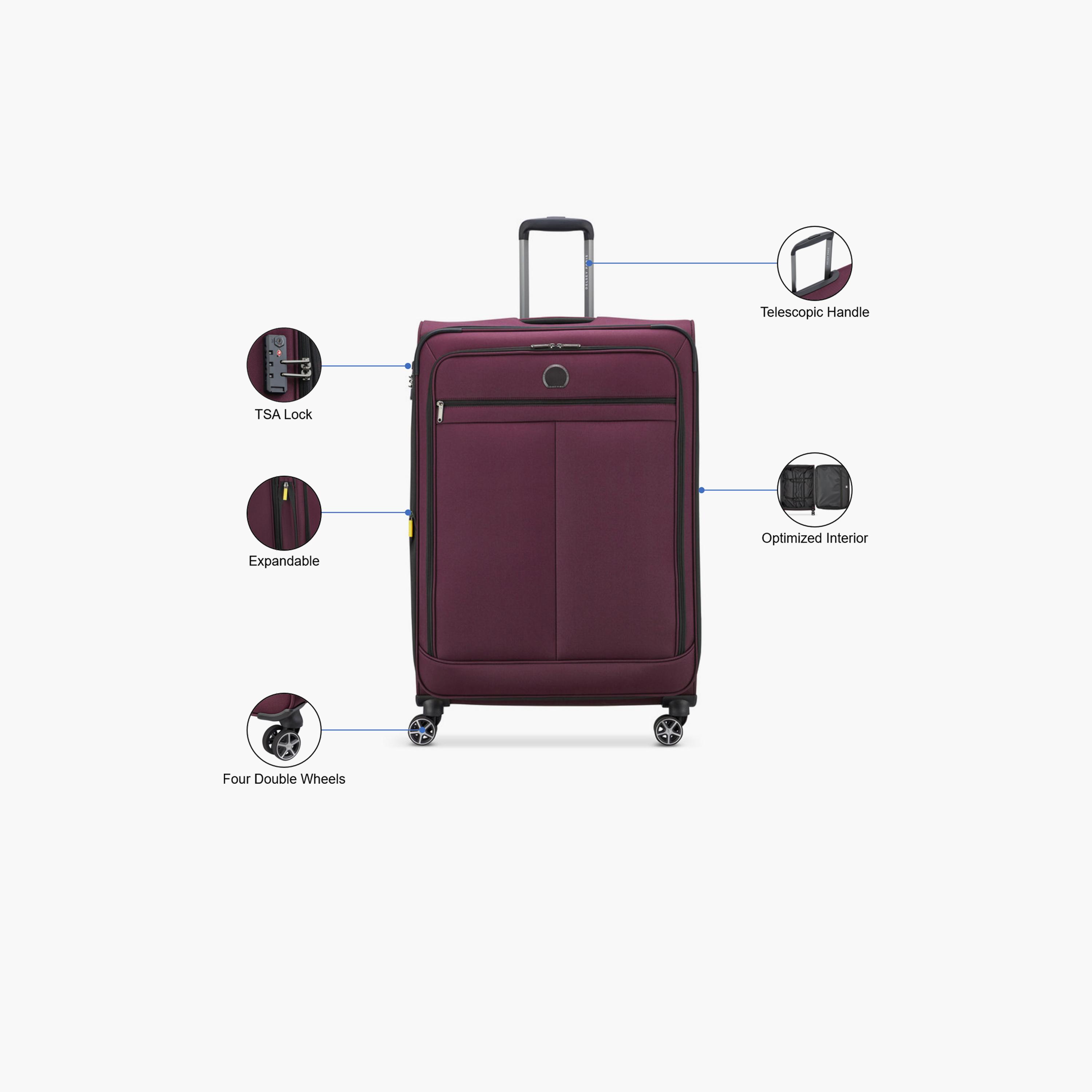 Delsey Priscilla 70 CM Medium Check-in Cabin Polyester Soft Sided 4-Wheeler Spinner Trolley Bag with TSA Combination Lock-travel-luggagesandbags-luggage-image-3
