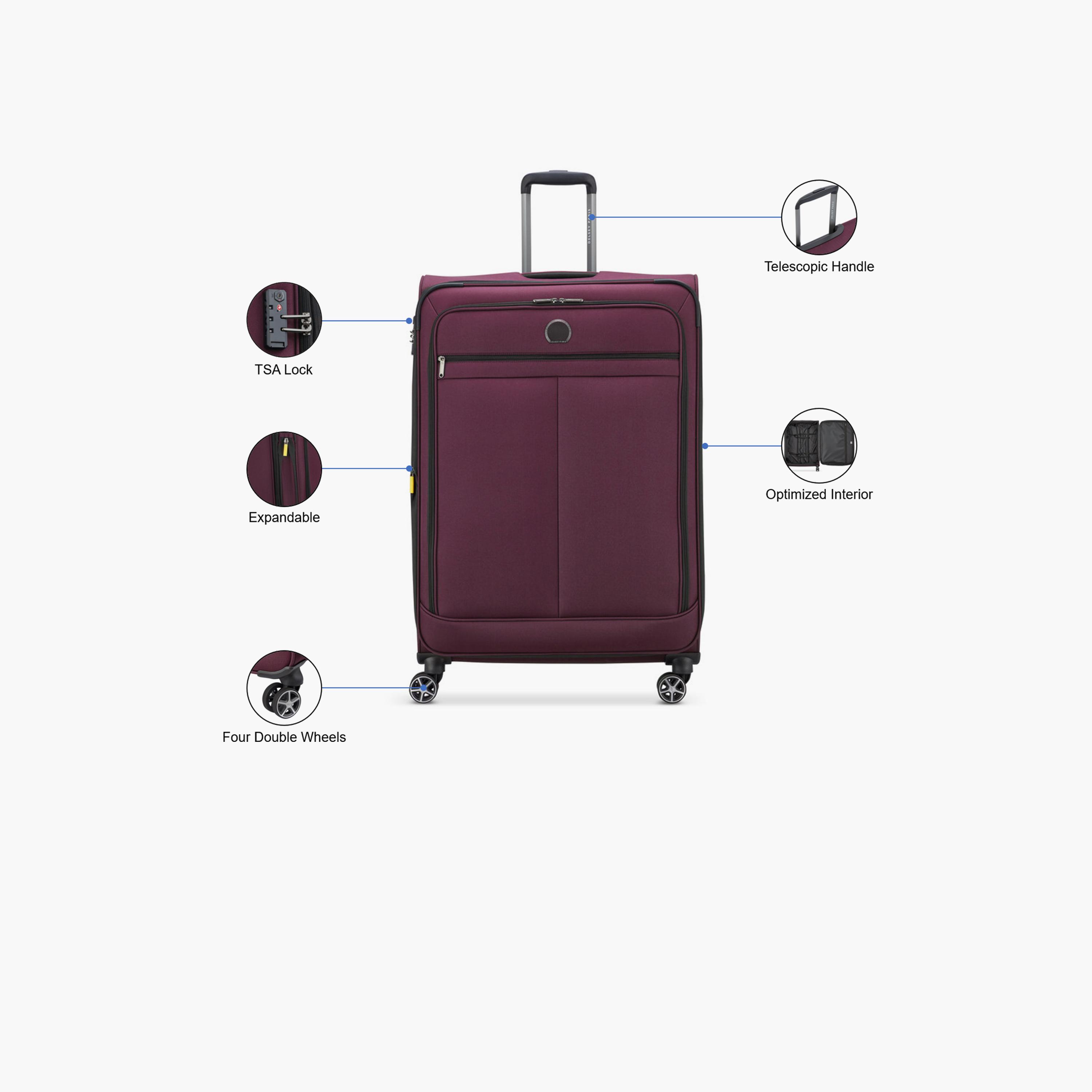 Delsey Priscilla 80 CM Large Check-in Cabin Polyester Soft Sided 4-Wheeler Spinner Trolley Bag with TSA Combination Lock-travel-luggagesandbags-luggage-image-3