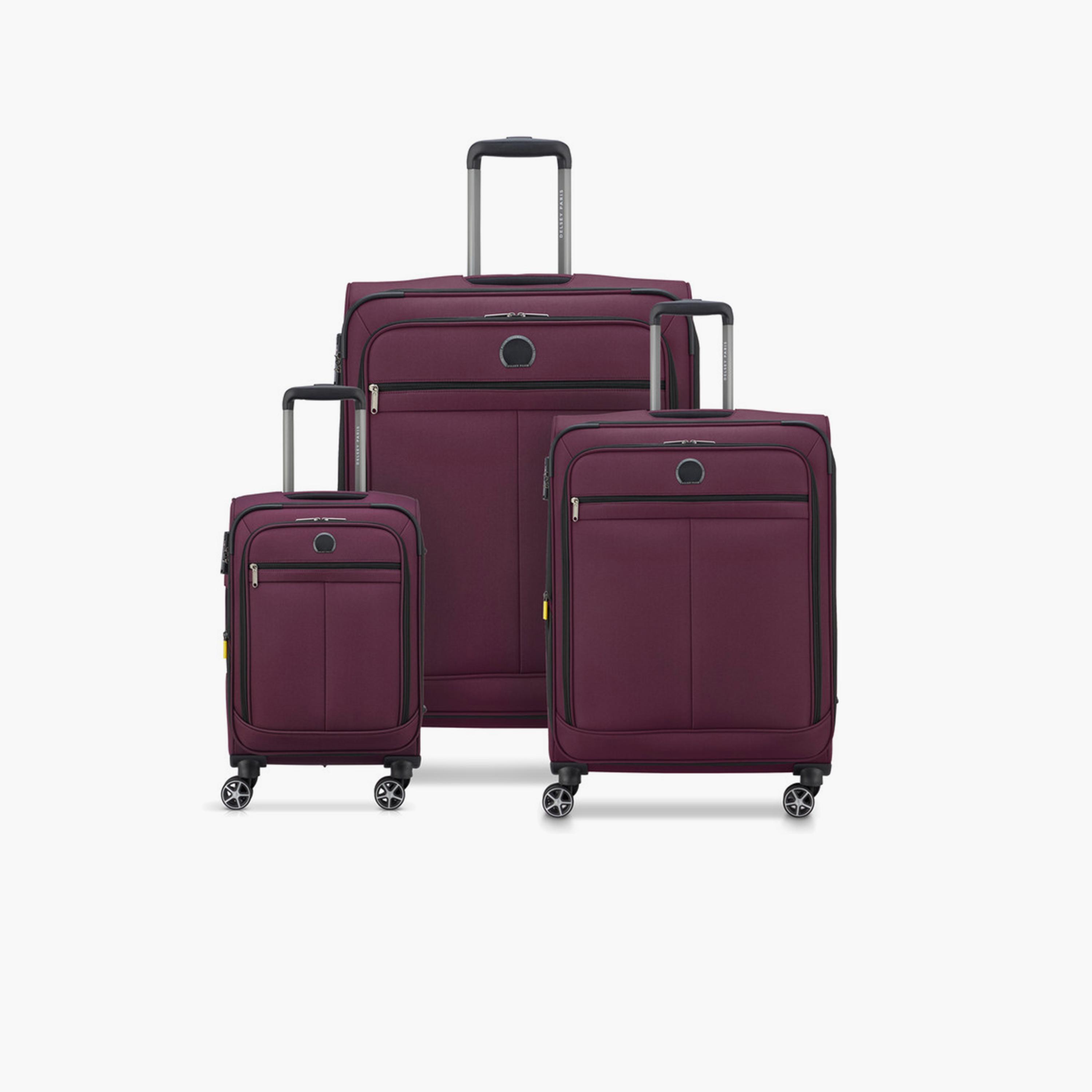 Delsey Priscilla Set of 3 Polyester Soft Sided 4-Wheeler Spinner Trolley Bag with TSA Combination Lock-travel-luggagesandbags-luggage-image-1