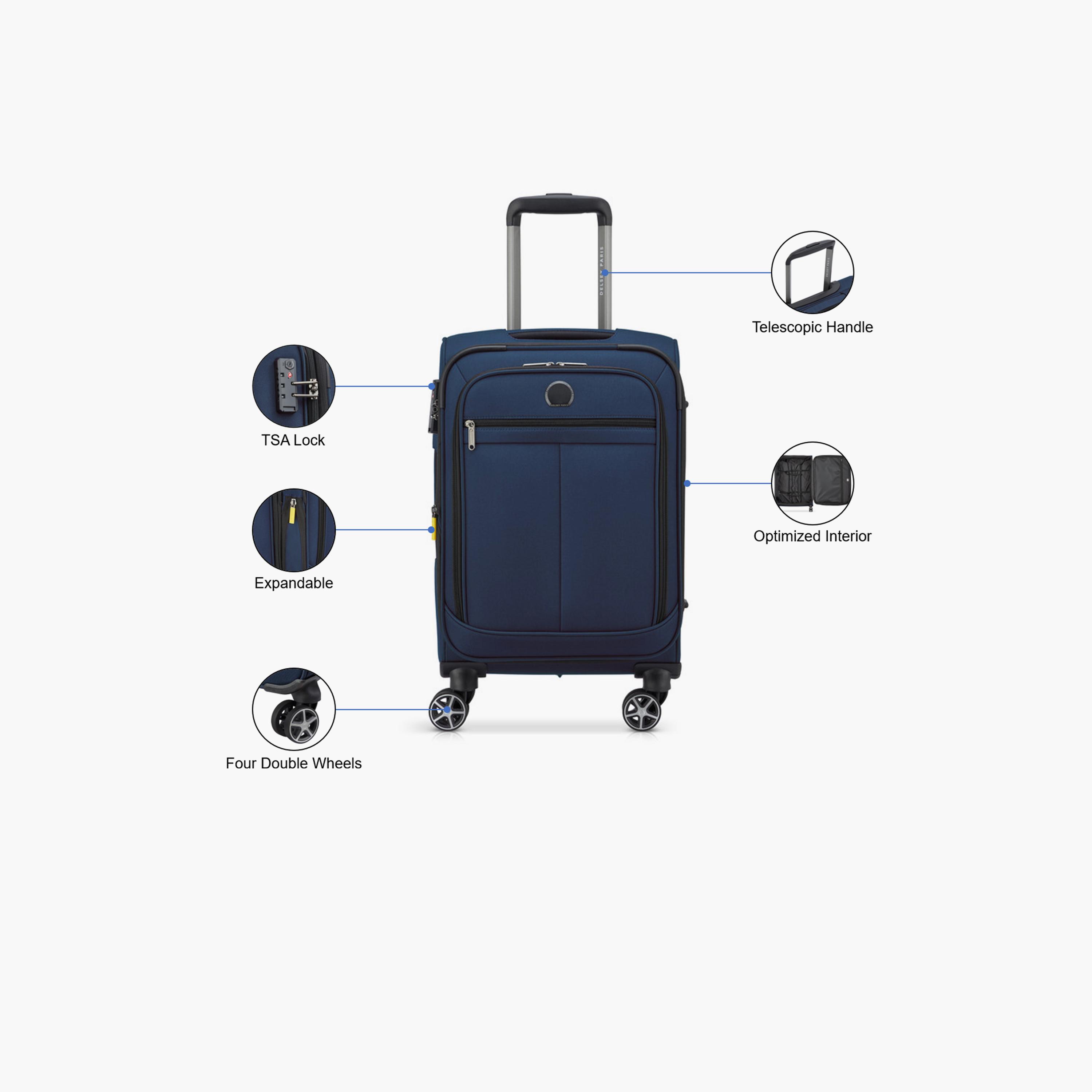 Delsey Priscilla 55 CM Small Cabin Polyester Soft Sided 4-Wheeler Spinner Trolley Bag with TSA Combination Lock-travel-luggagesandbags-luggage-image-3