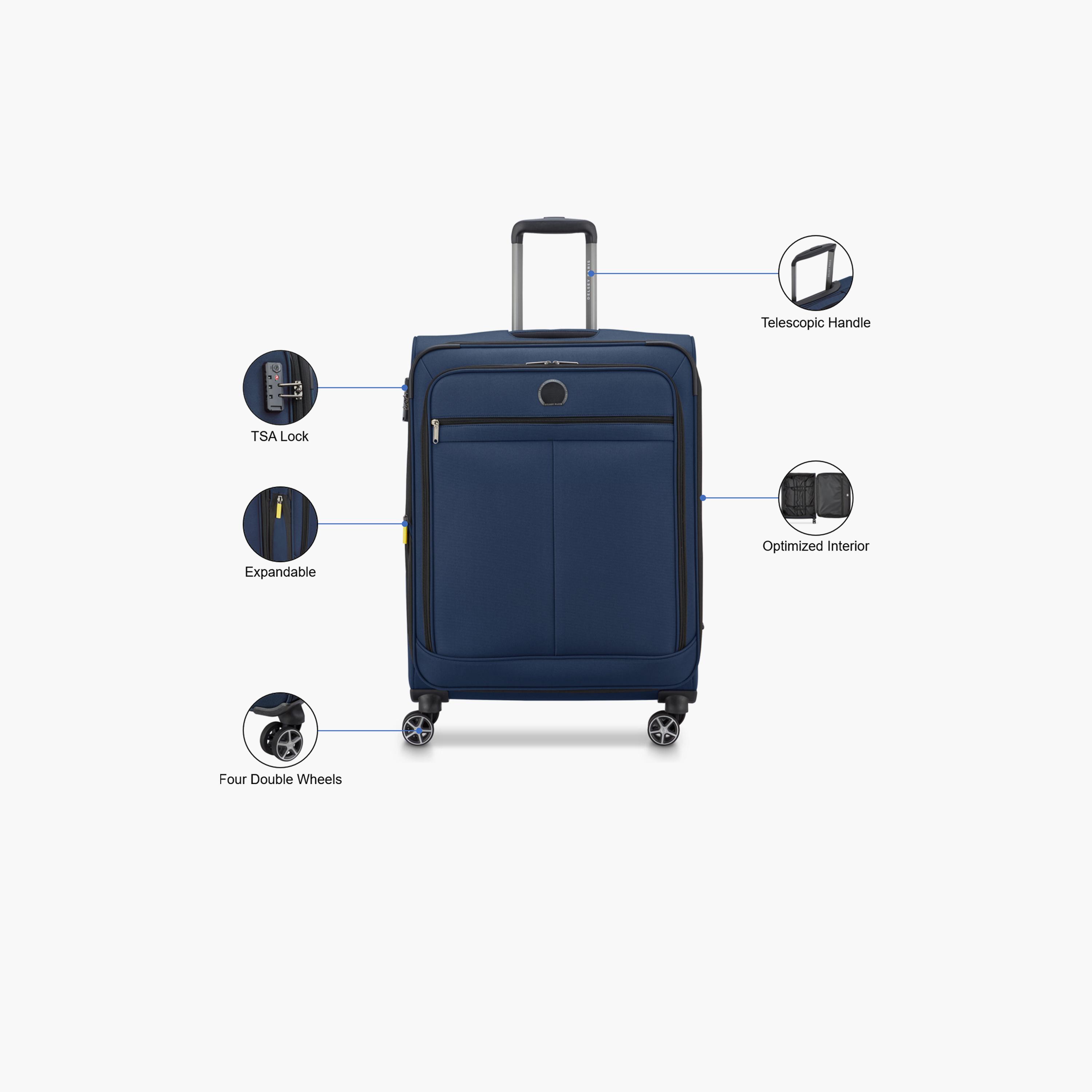Delsey Priscilla 70 CM Medium Check-in Cabin Polyester Soft Sided 4-Wheeler Spinner Trolley Bag with TSA Combination Lock-travel-luggagesandbags-luggage-image-3