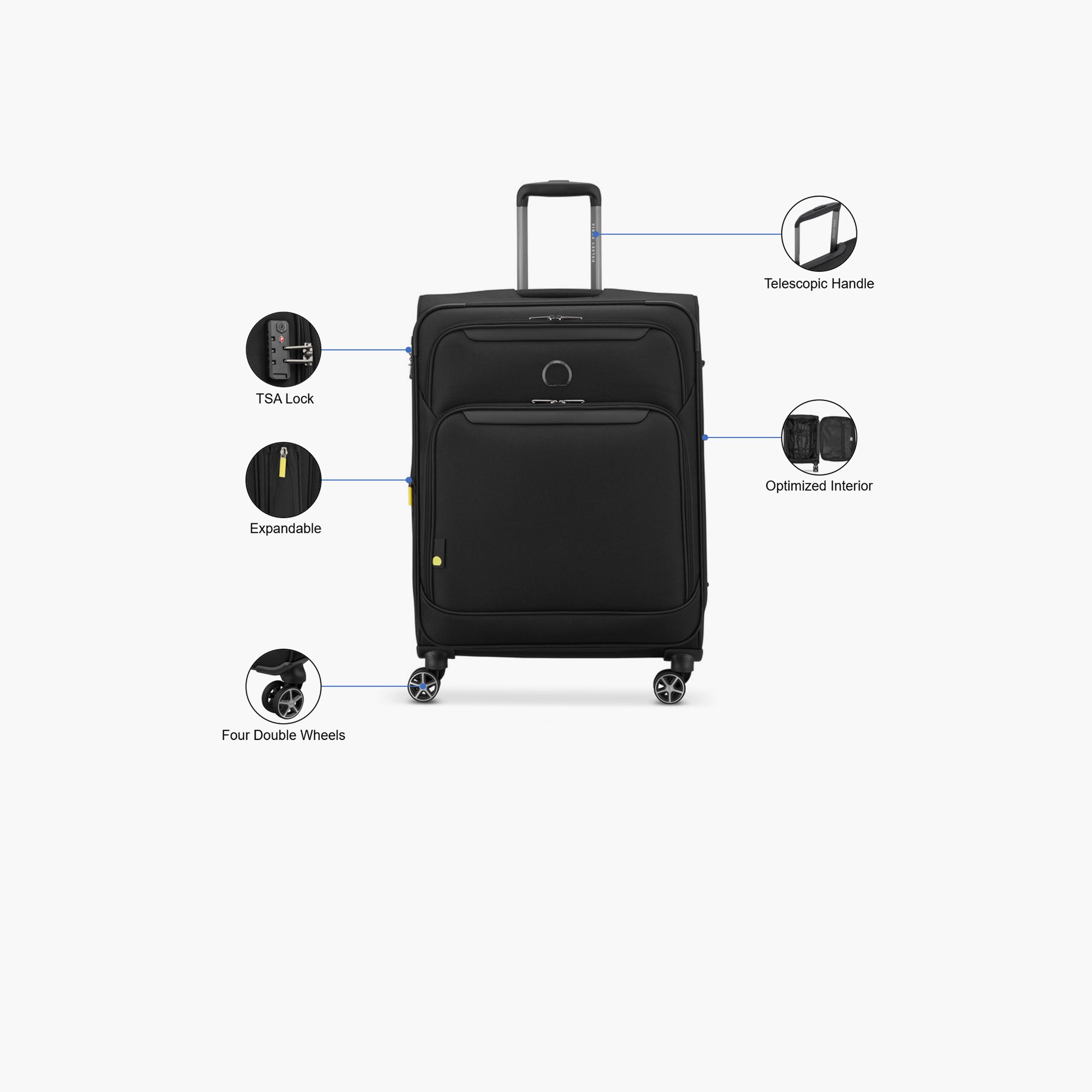 Delsey Jennifer 70 CM Medium Check-in Cabin Polyester Soft Sided 4-Wheeler Spinner Trolley Bag with TSA Combination Lock-travel-luggagesandbags-luggage-image-3