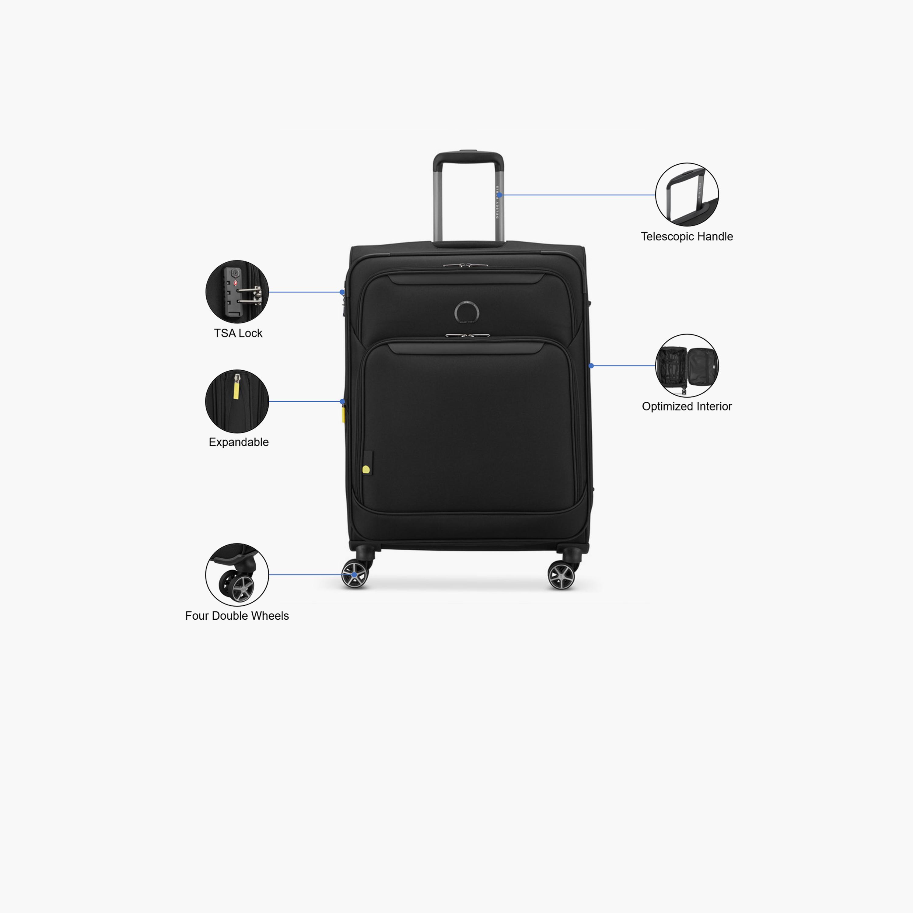 Delsey Jennifer 80 CM Large Check-in Cabin Polyester Soft Sided 4-Wheeler Spinner Trolley Bag with TSA Combination Lock-travel-luggagesandbags-luggage-image-3