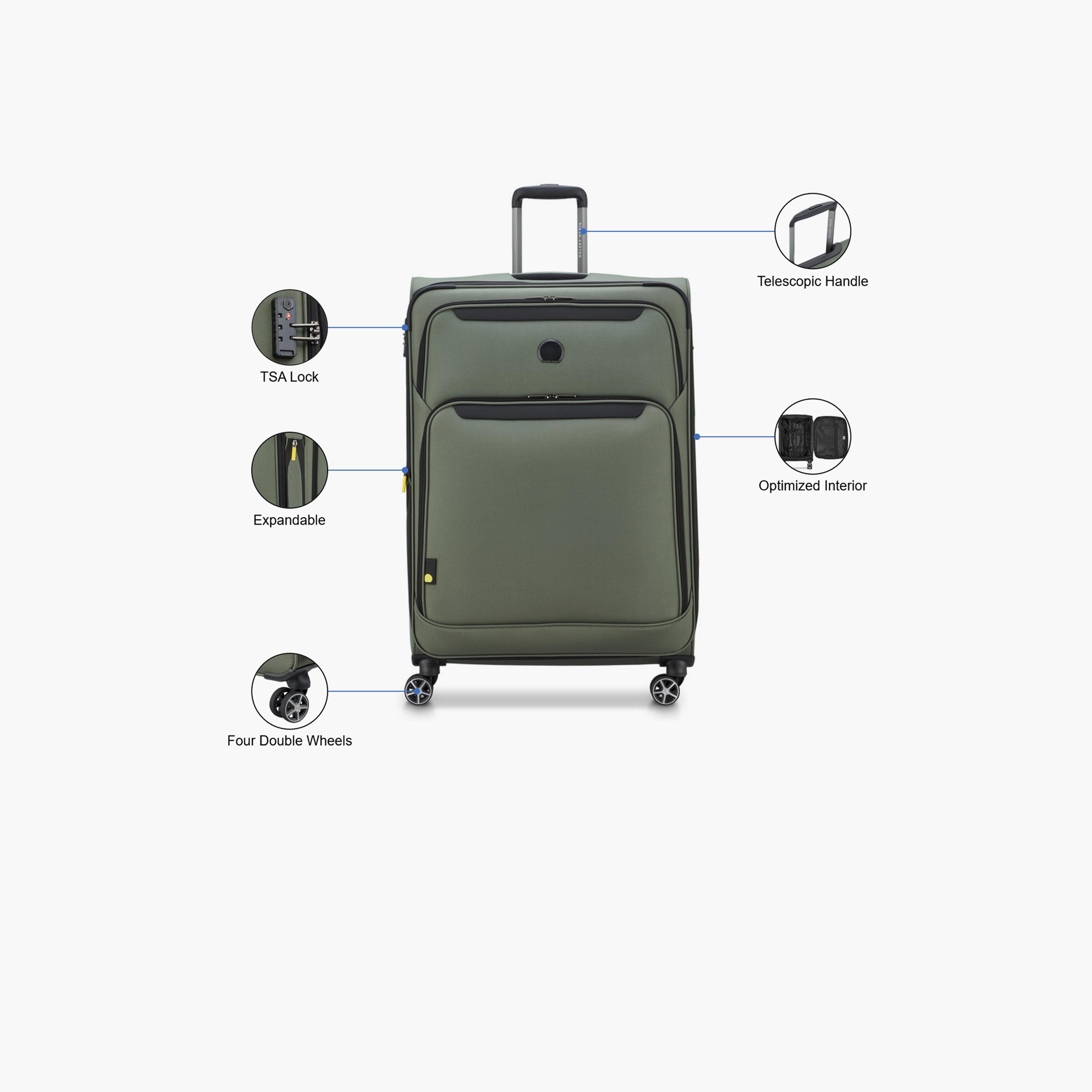 Delsey Jennifer 70 CM Medium Check-in Cabin Polyester Soft Sided 4-Wheeler Spinner Trolley Bag with TSA Combination Lock-travel-luggagesandbags-luggage-image-3